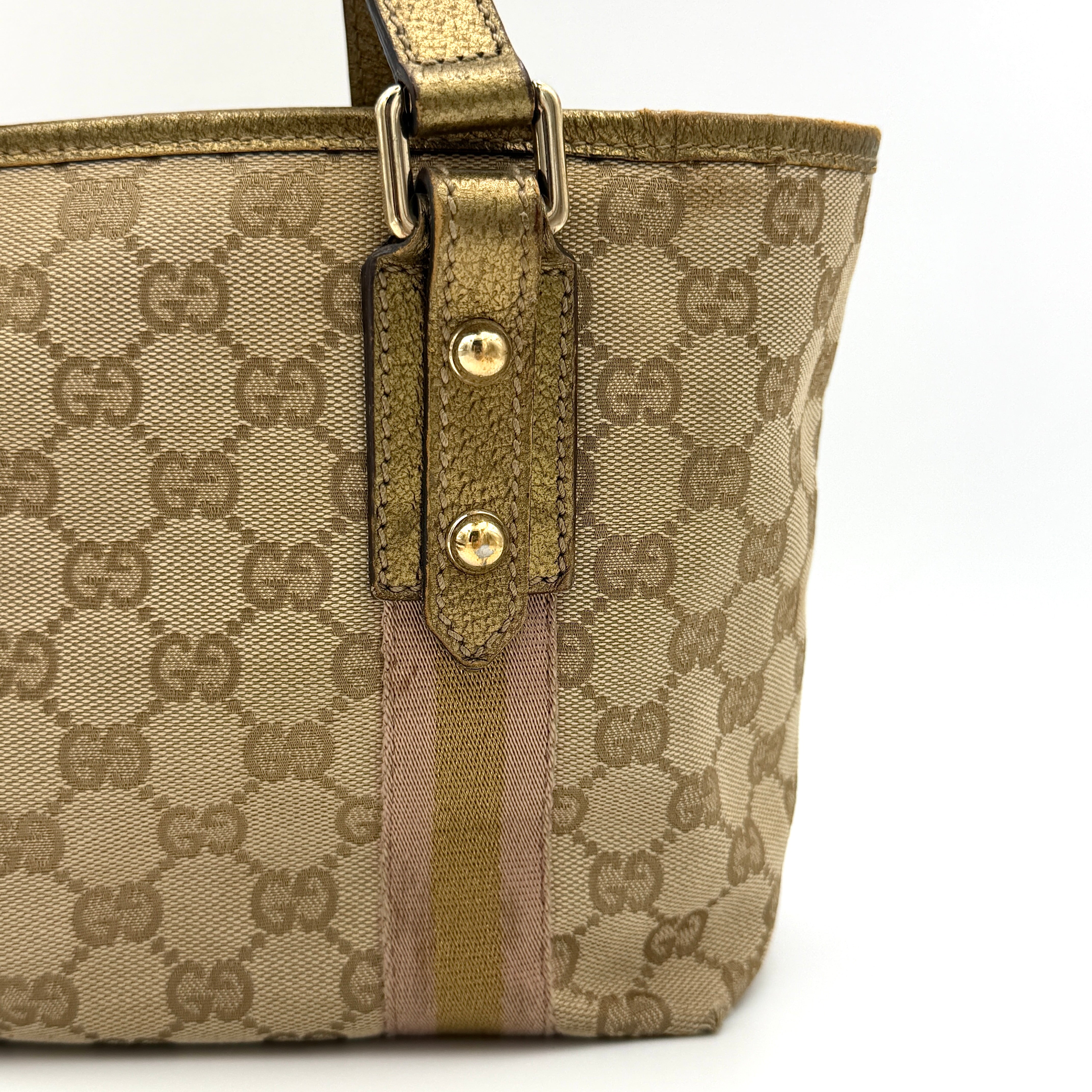 Gucci GG Canvas Mini Jolicoeur Shoulder Bag Beige/Gold