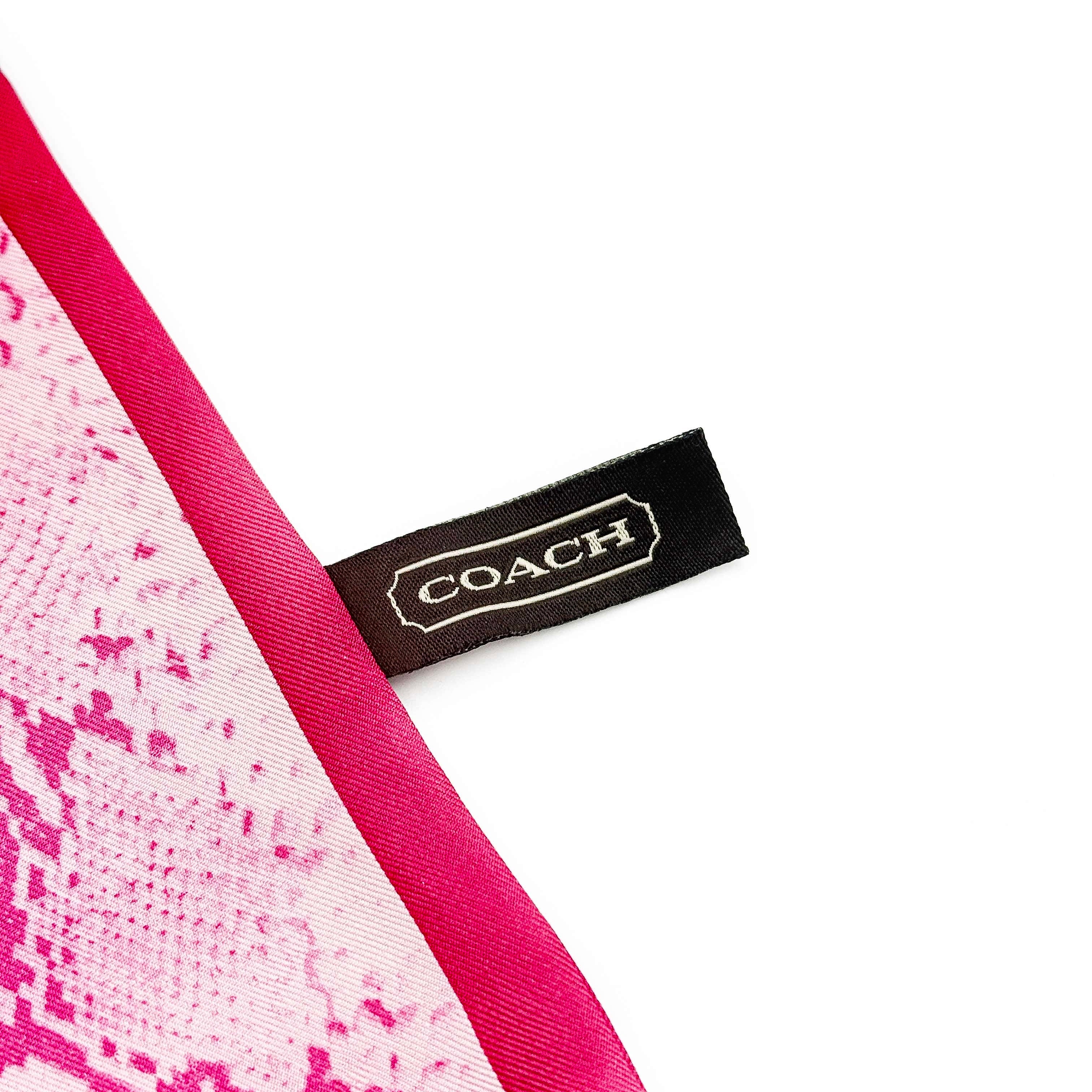 Coach Snake Print Silk Skinny Scarf Pink