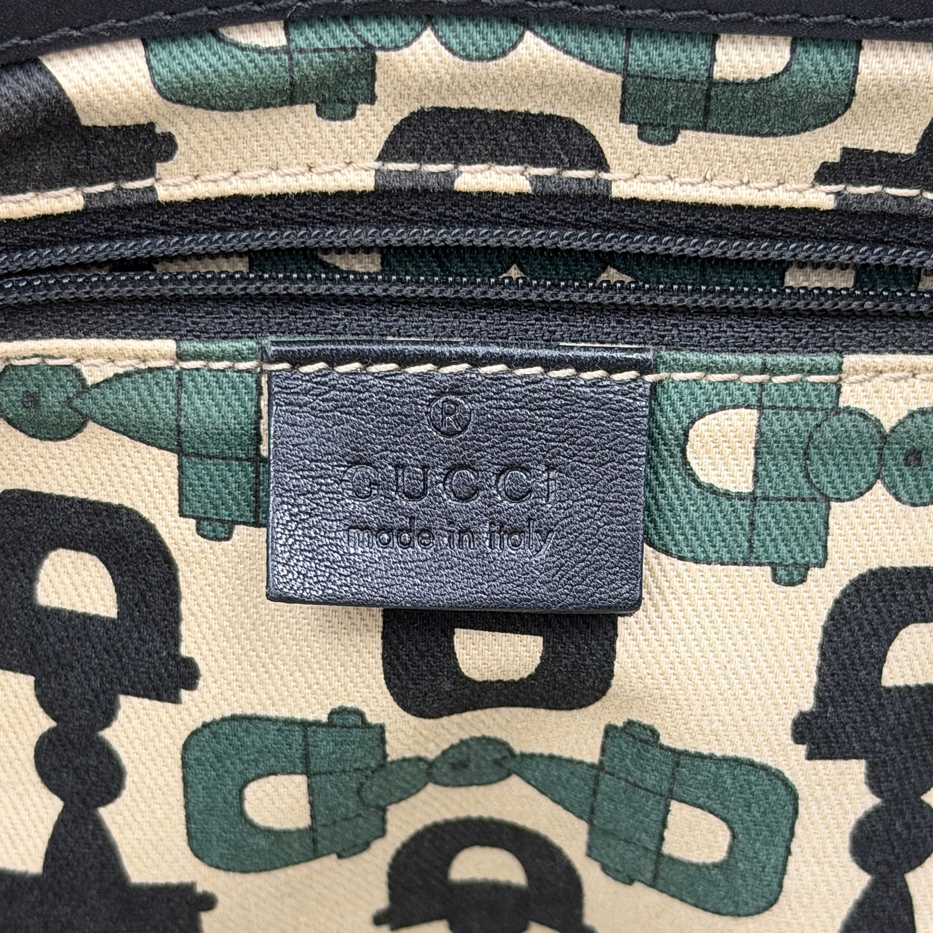 Gucci GG Monogram Guccissima Abbey Shoulder Bag Black