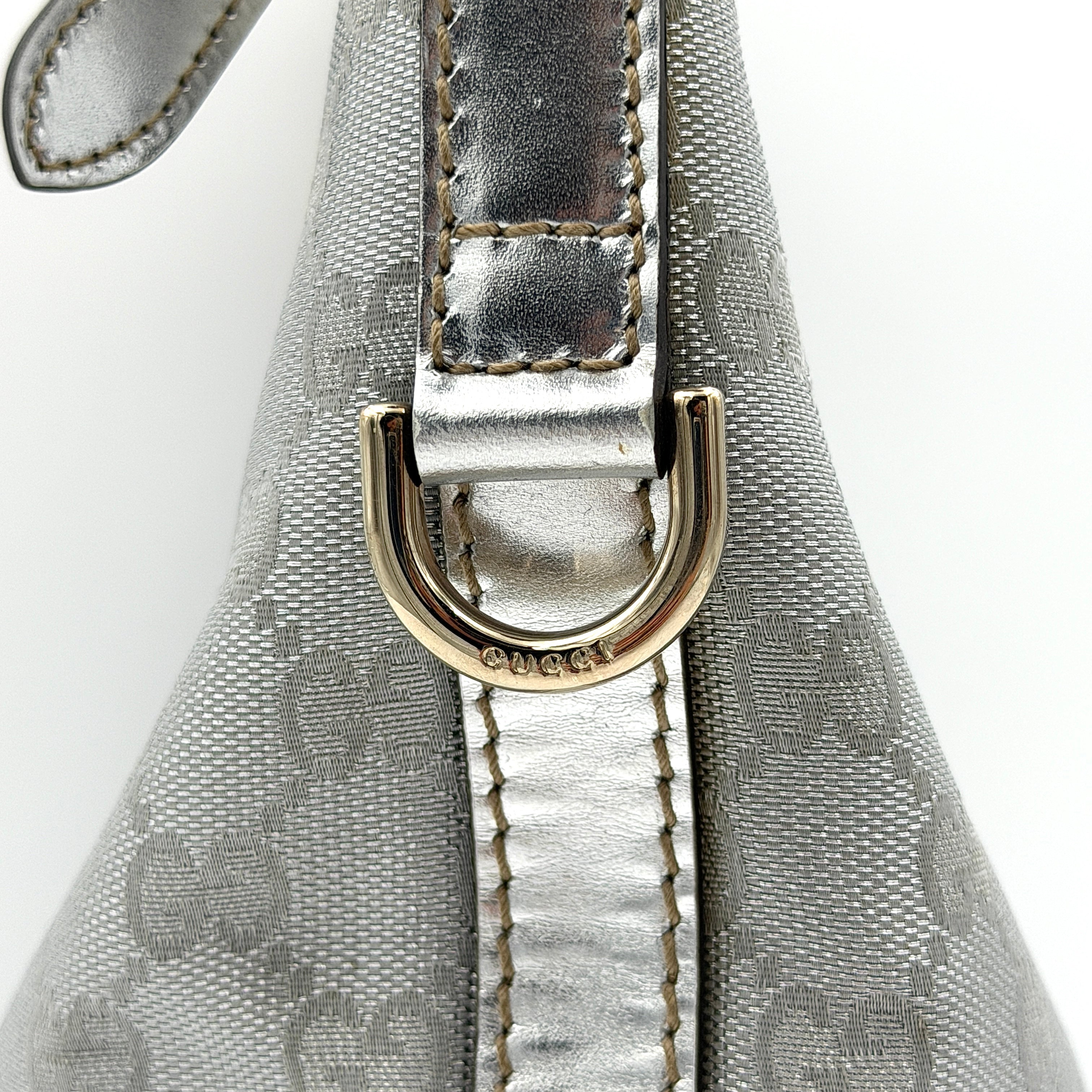 Gucci GG Monogram Britt Hobo Shoulder Bag Silver
