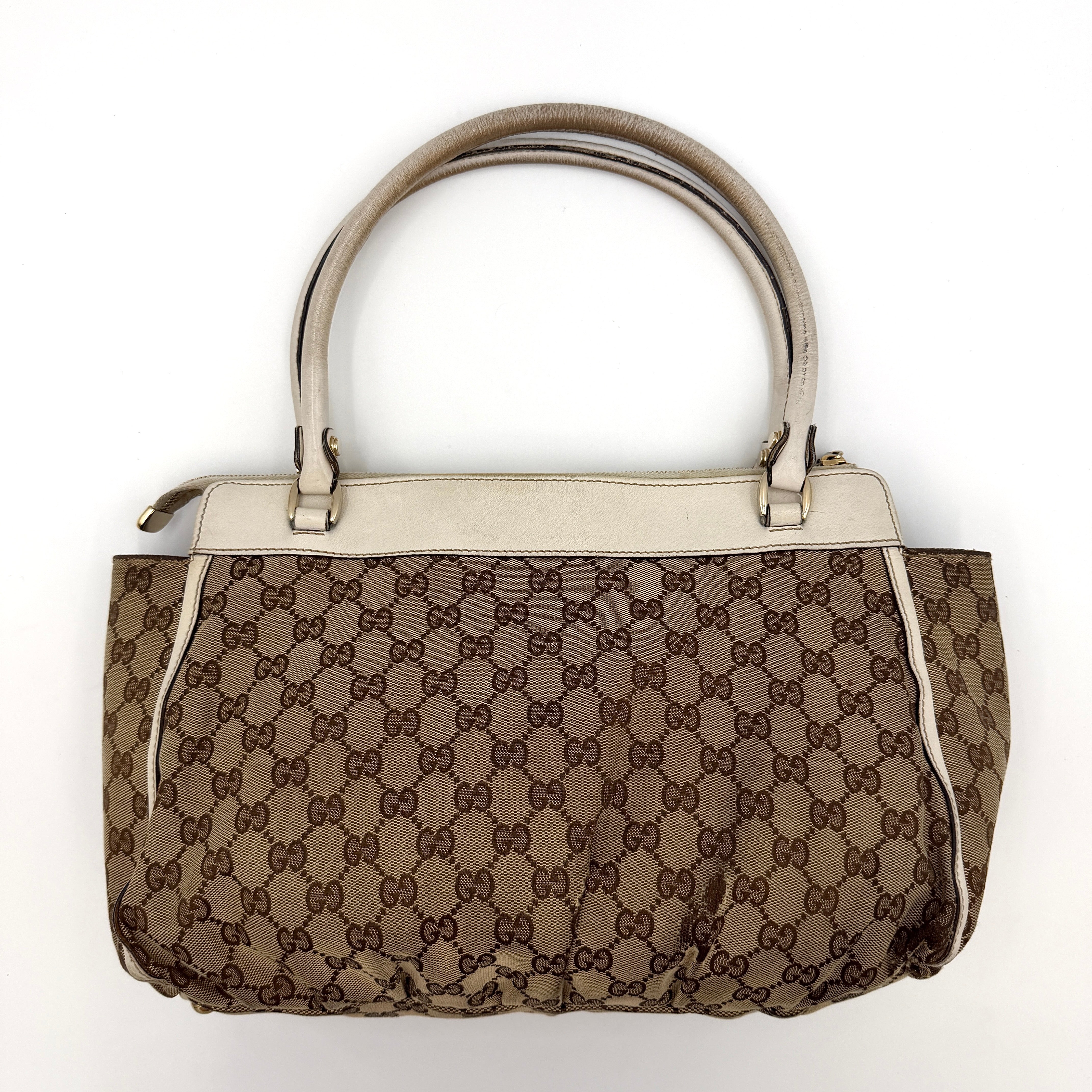 Gucci GG Monogram Abbey D-Ring Shoulder Bag Beige/White
