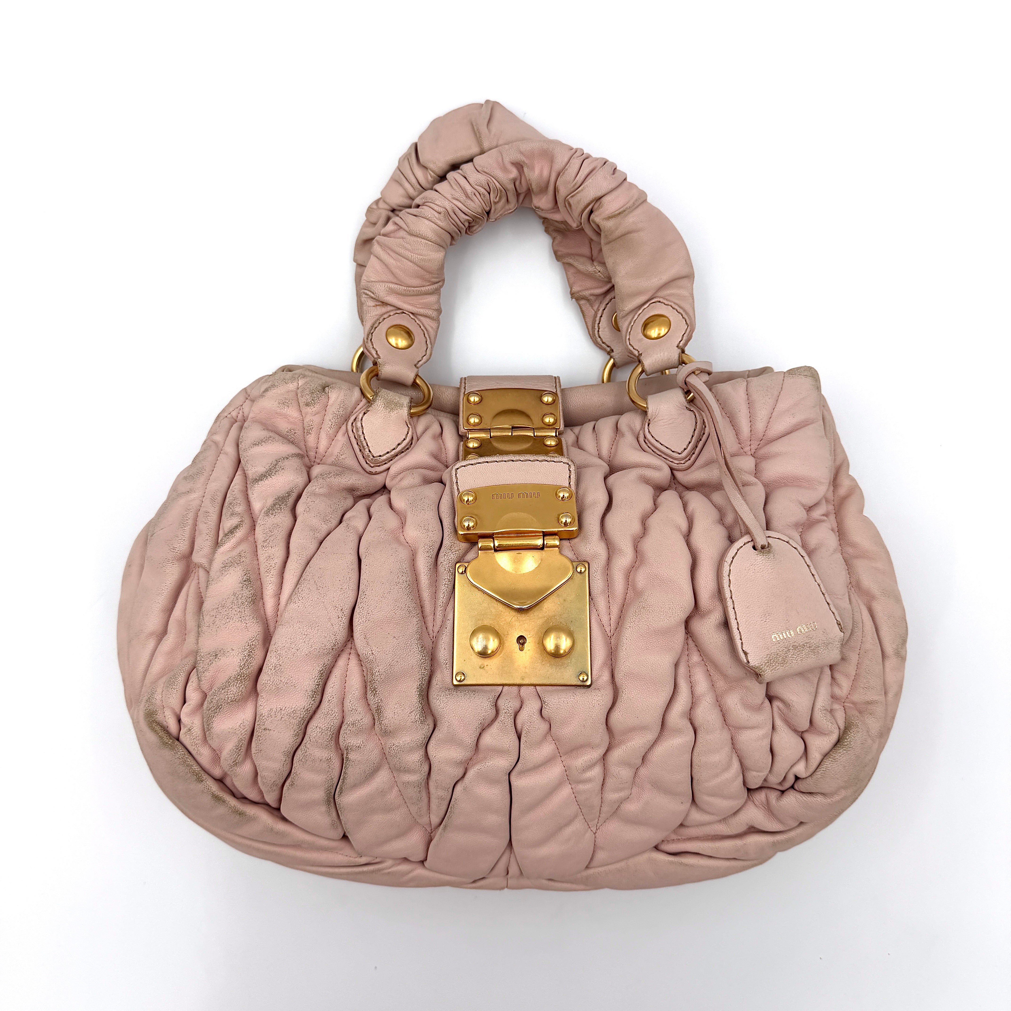 Miu Miu 2Way Matelasse Bauletto Shoulder Bag Pink