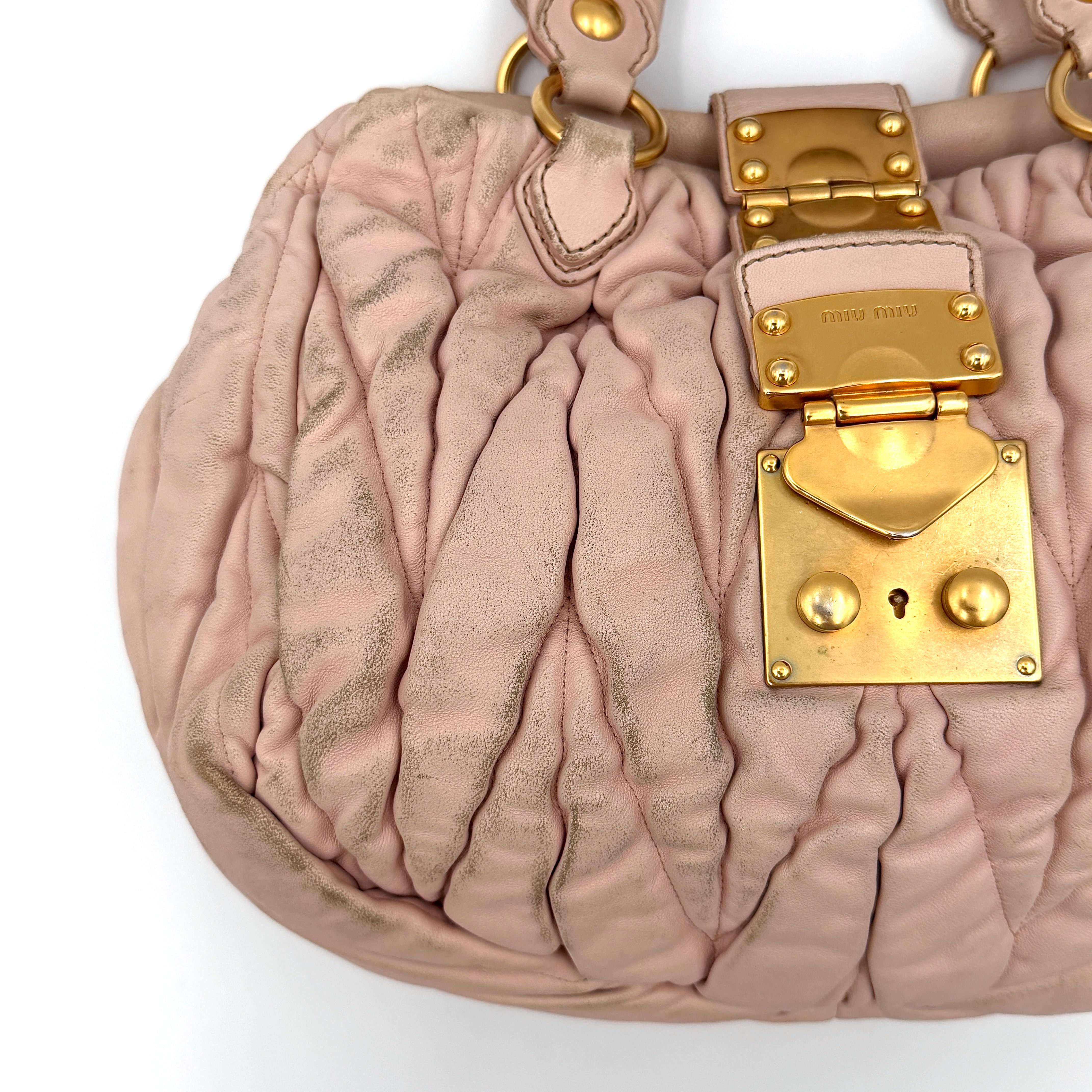 Miu Miu 2Way Matelasse Bauletto Shoulder Bag Pink