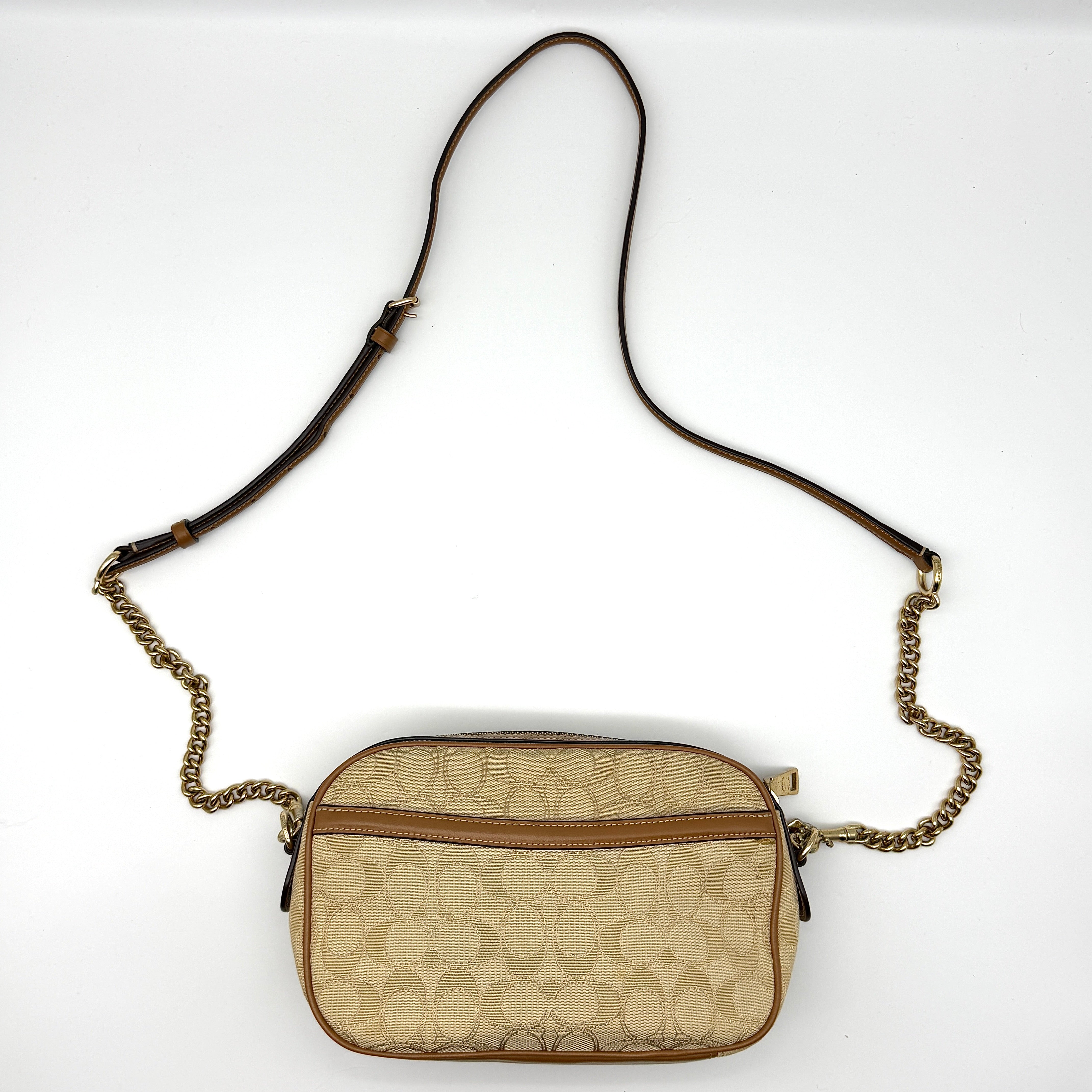Coach Signature Isla Chain Crossbody Bag Beige/Brown