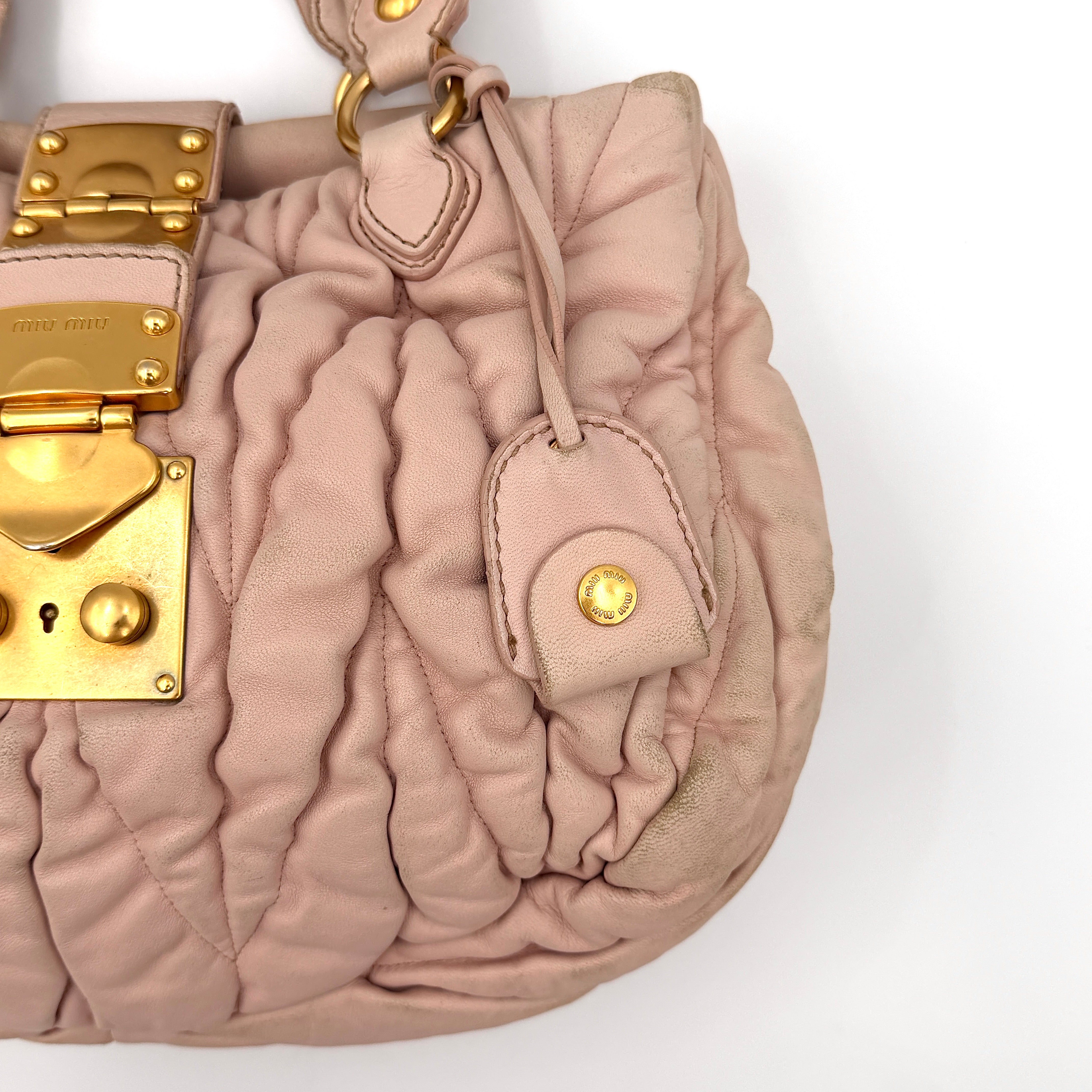 Miu Miu 2Way Matelasse Bauletto Shoulder Bag Pink