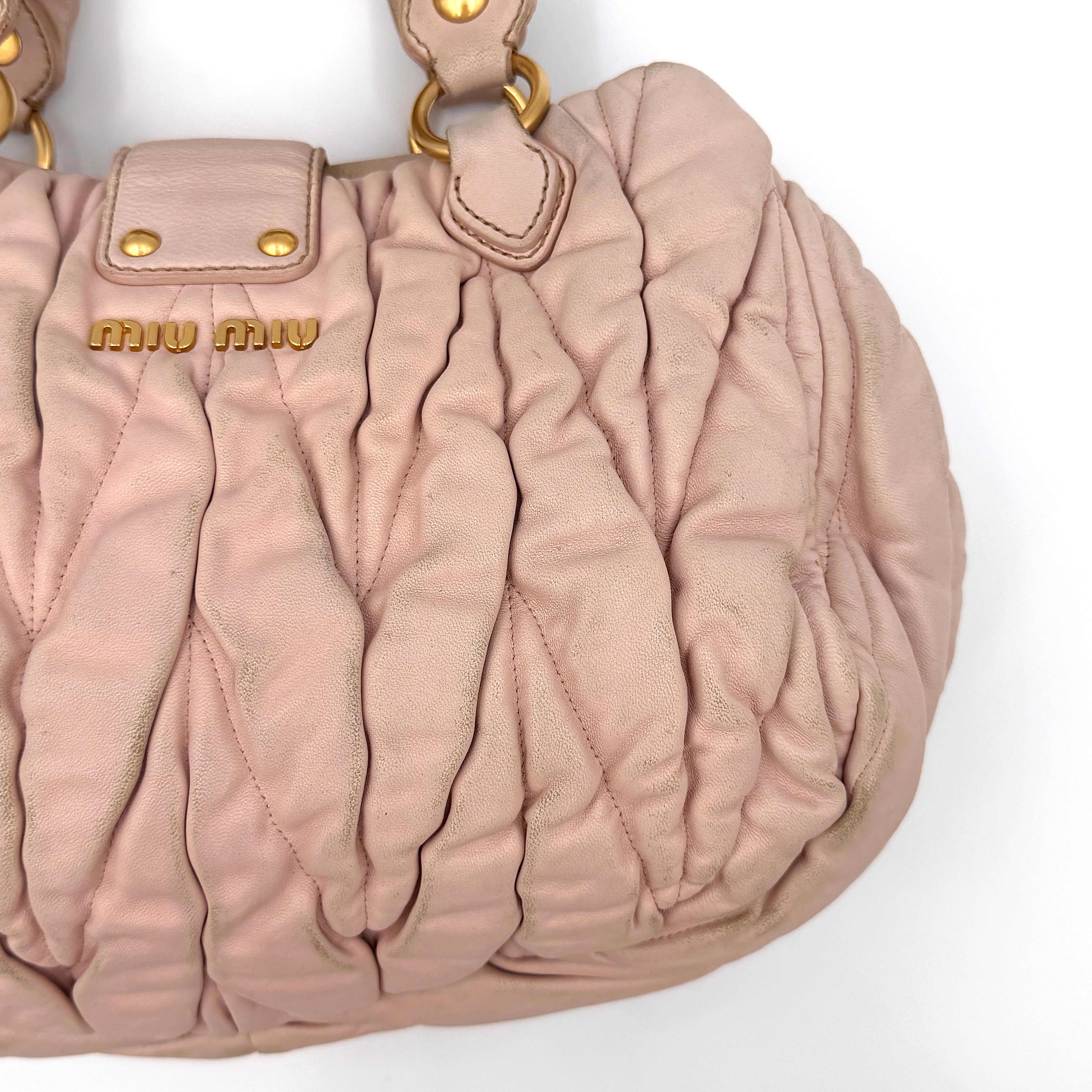 Miu Miu 2Way Matelasse Bauletto Shoulder Bag Pink