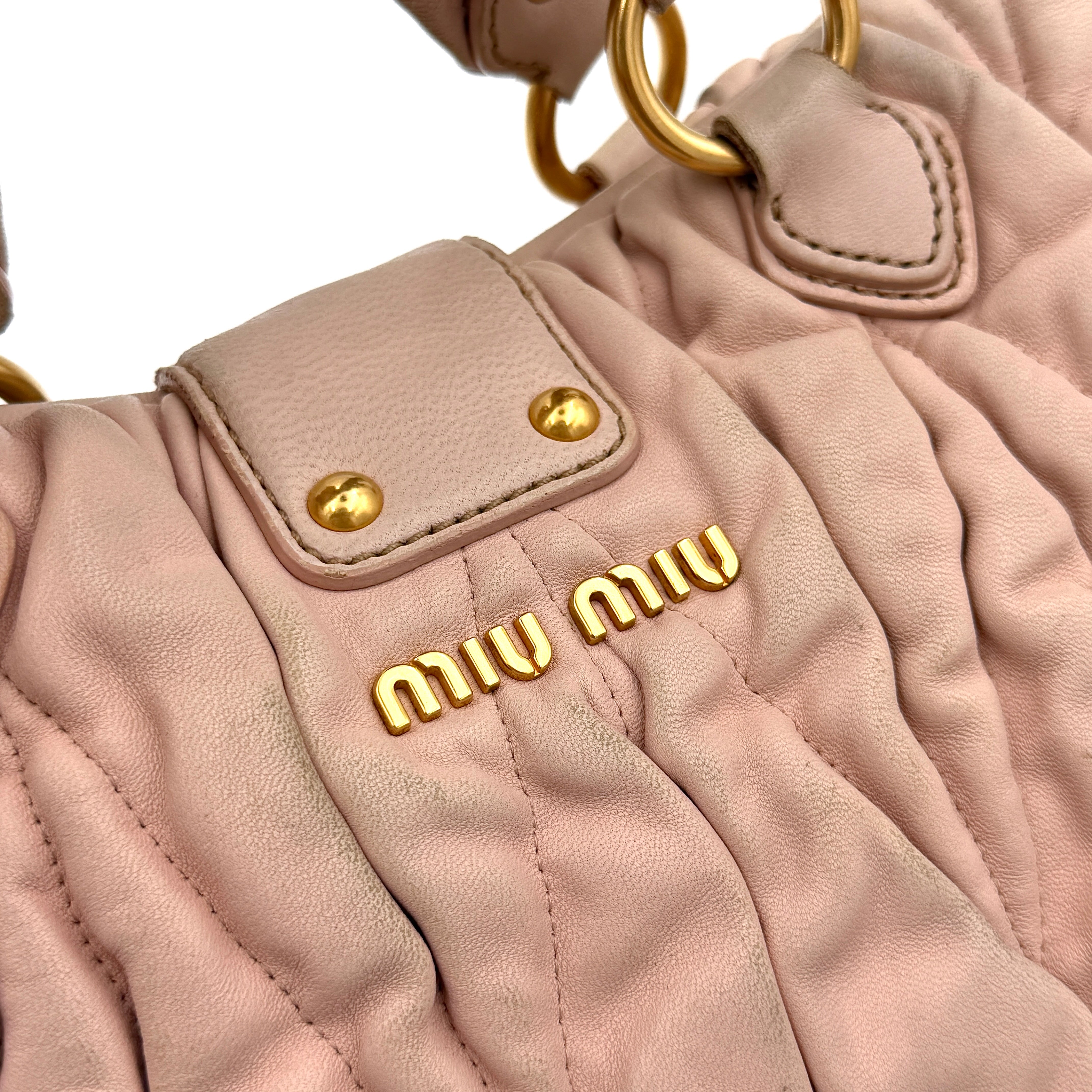 Miu Miu 2Way Matelasse Bauletto Shoulder Bag Pink