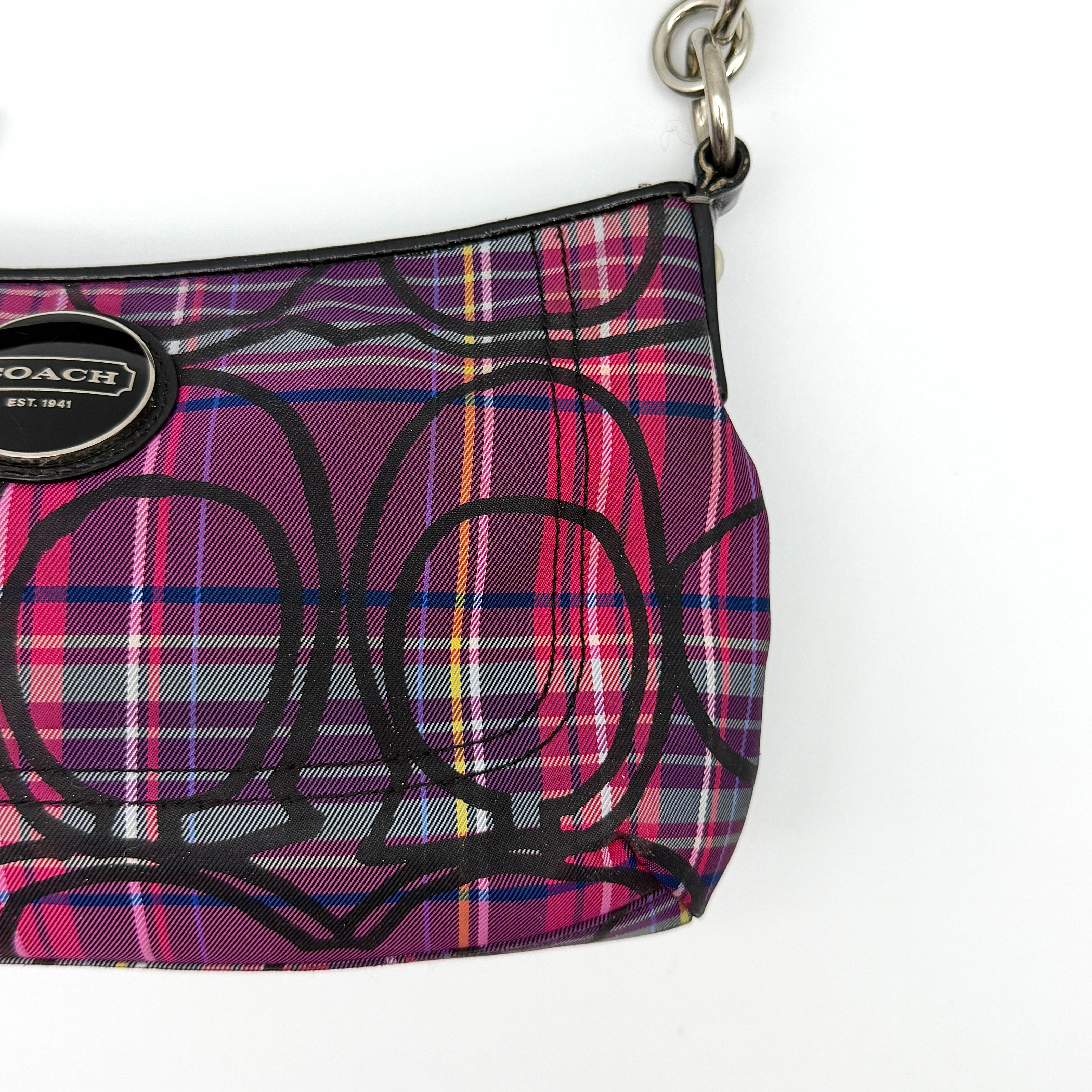 Coach 2Way Signature Poppy Tartan Shoulder Bag Multi
