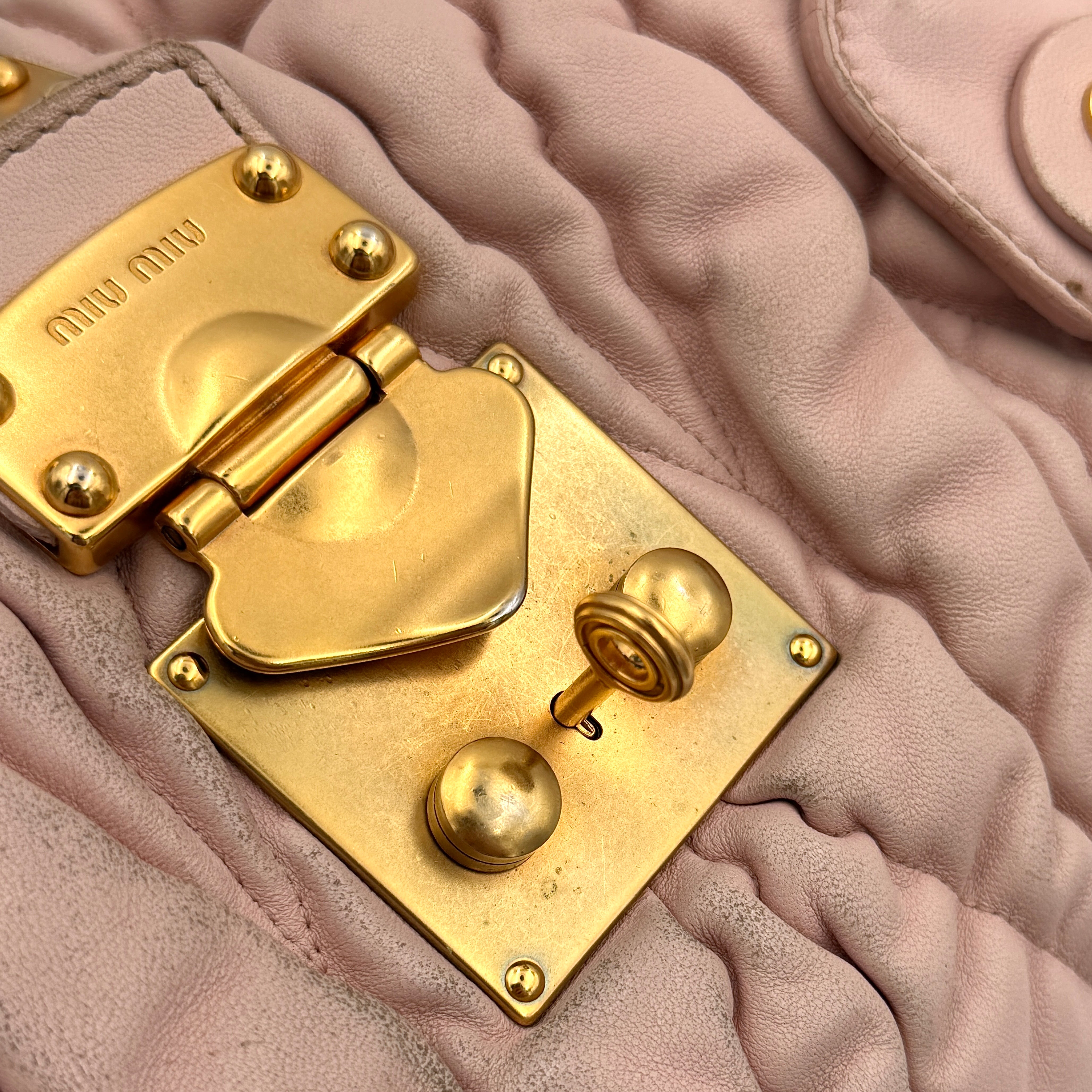Miu Miu 2Way Matelasse Bauletto Shoulder Bag Pink