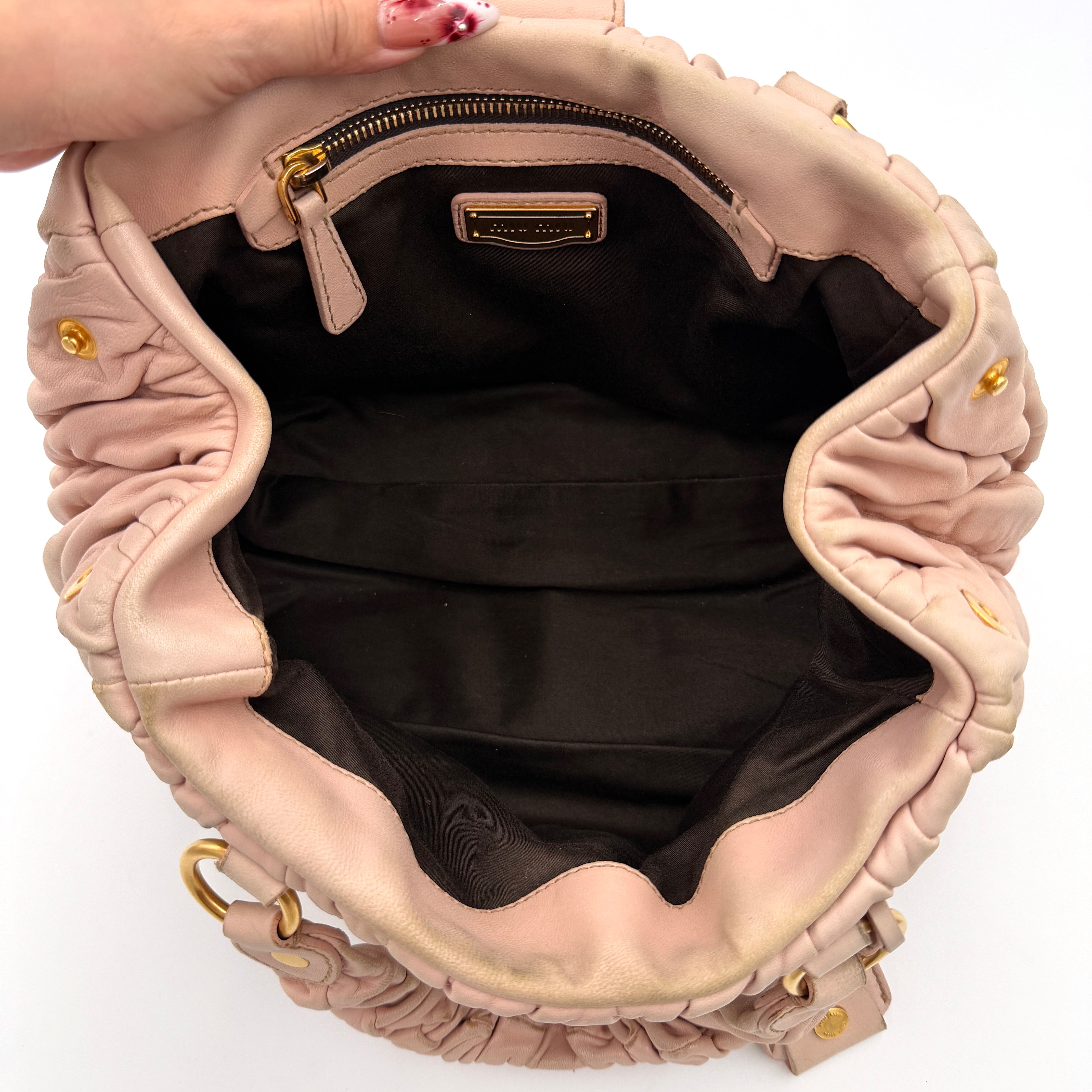 Miu Miu 2Way Matelasse Bauletto Shoulder Bag Pink