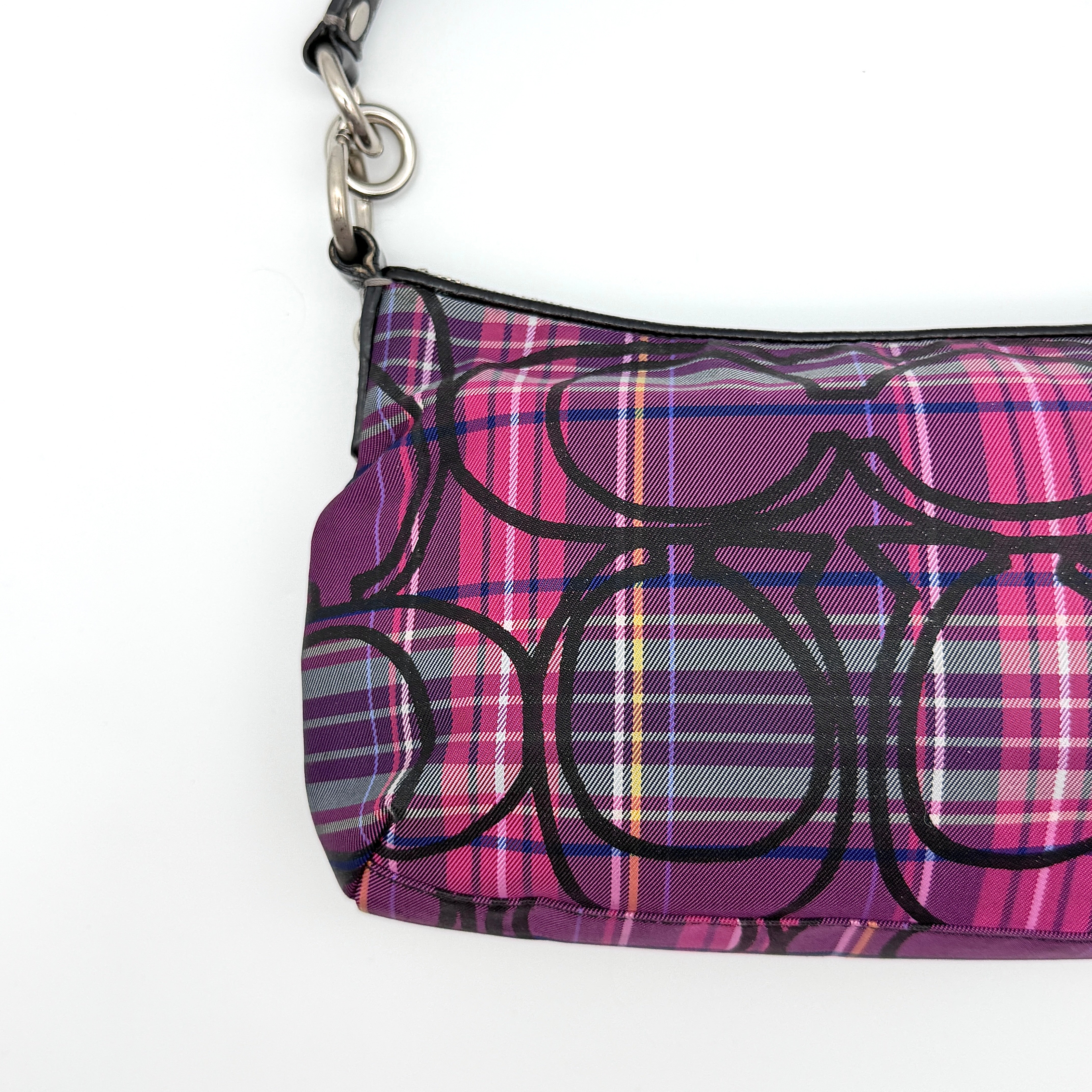 Coach 2Way Signature Poppy Tartan Shoulder Bag Multi