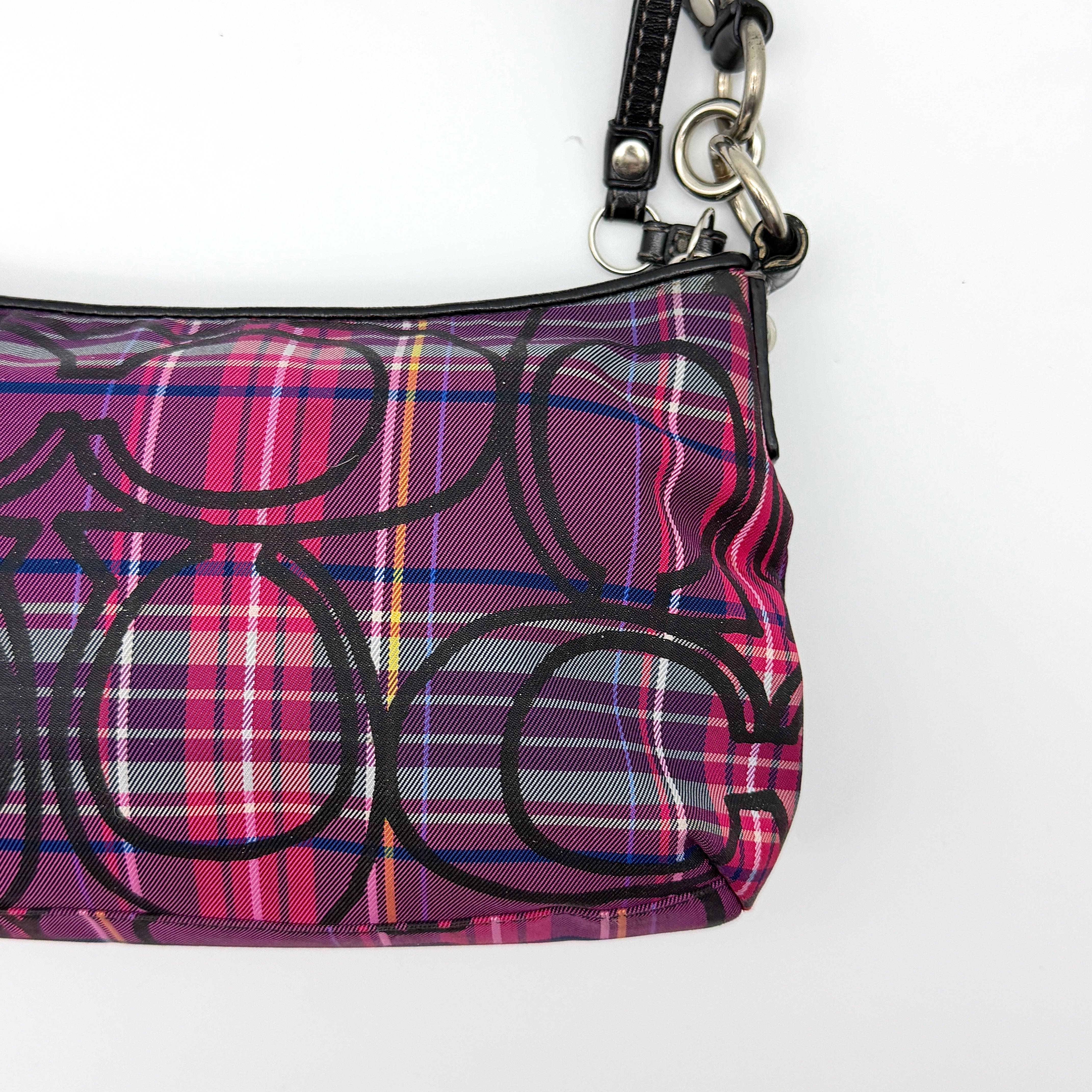 Coach 2Way Signature Poppy Tartan Shoulder Bag Multi