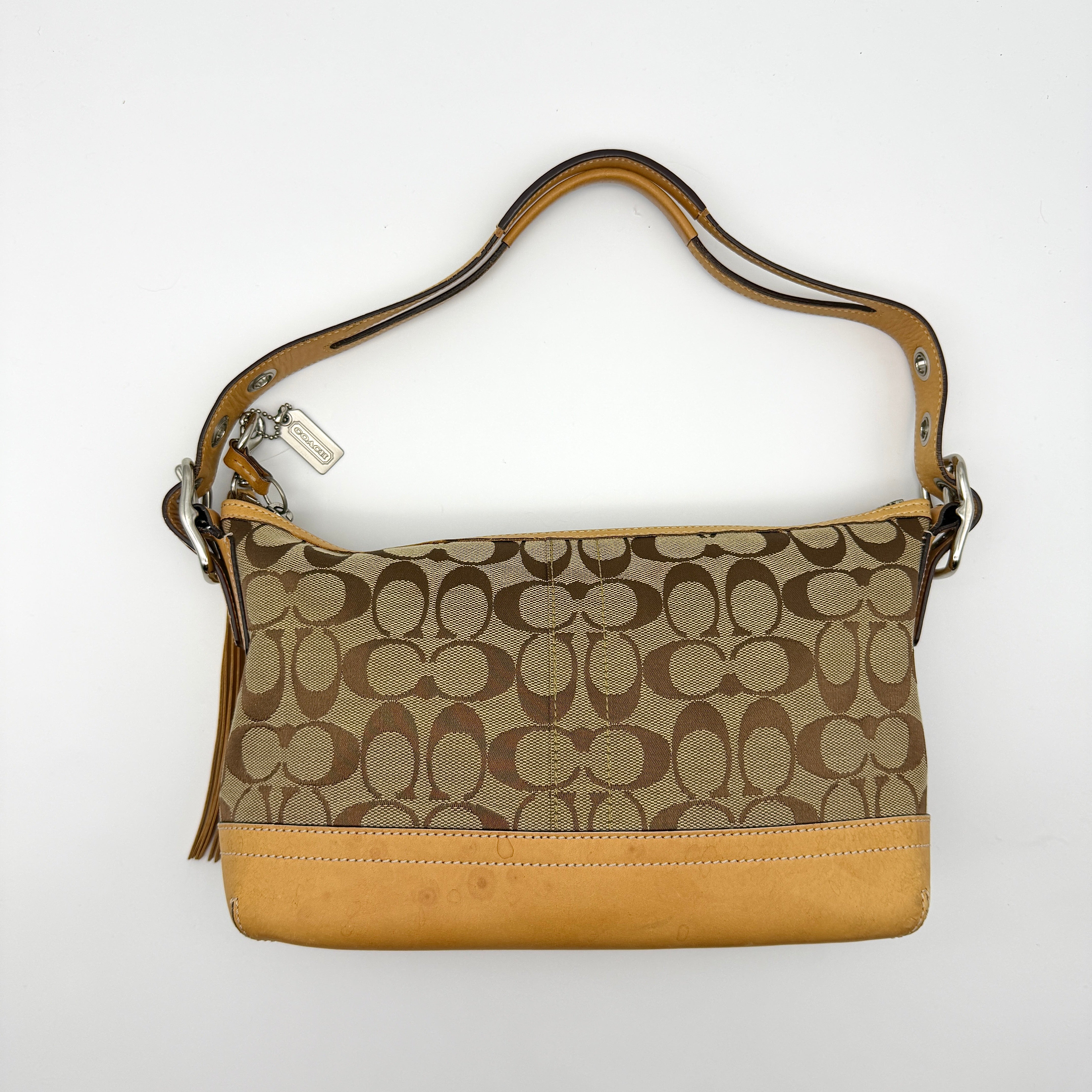 Coach Signature East West Shoulder Bag Beige