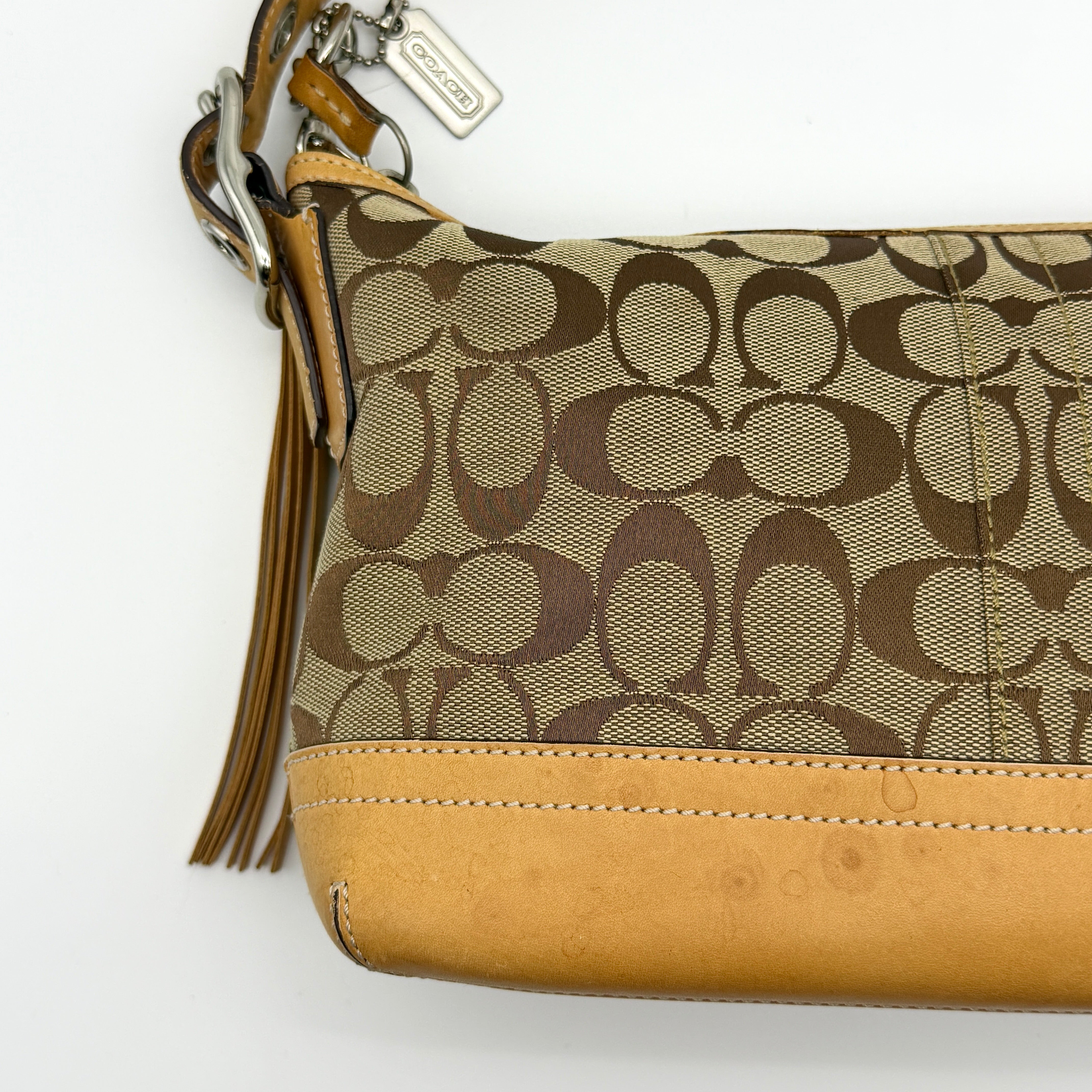 Coach Signature East West Shoulder Bag Beige