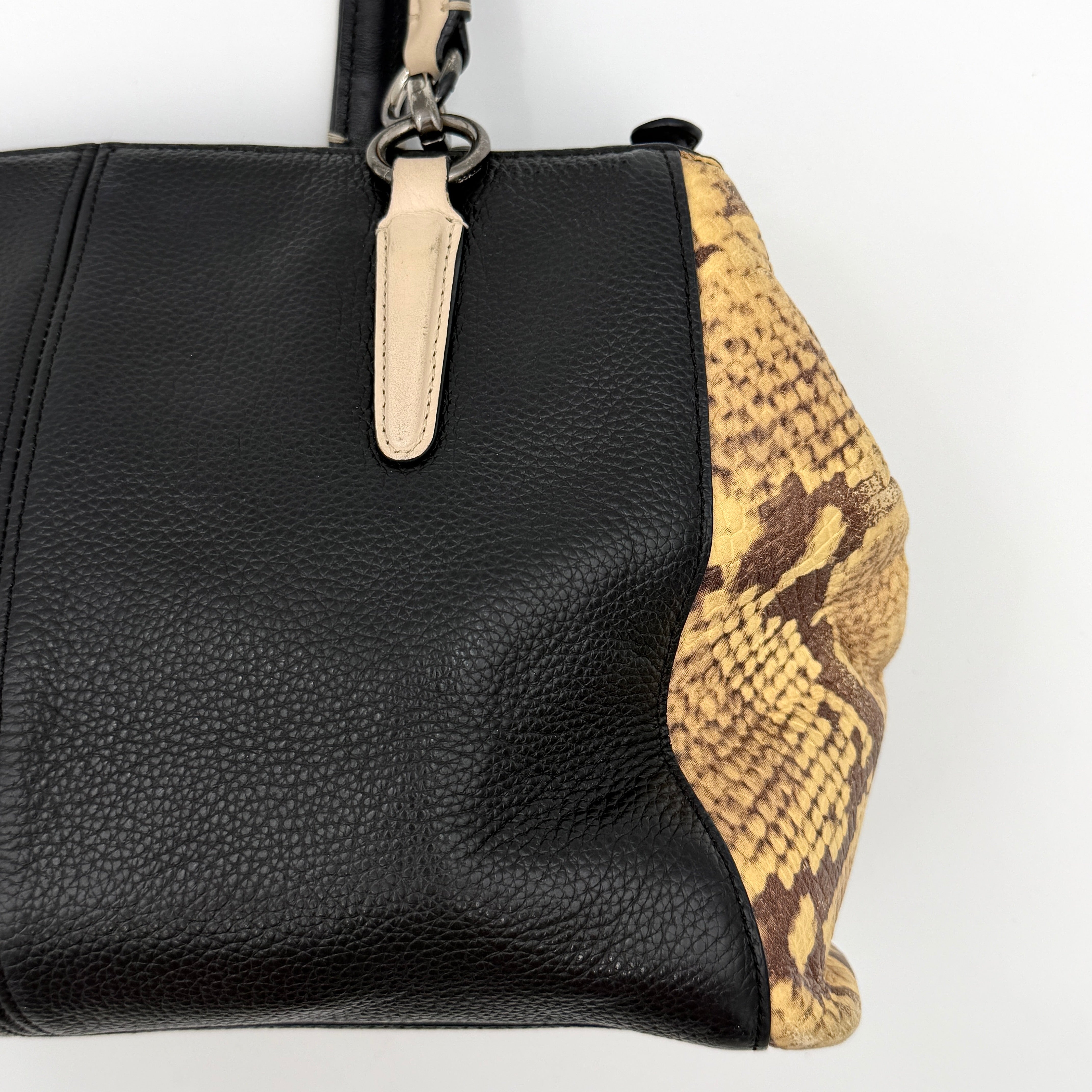 Coach 2Way Christie Carryall Snake Embossed Shoulder Bag Black