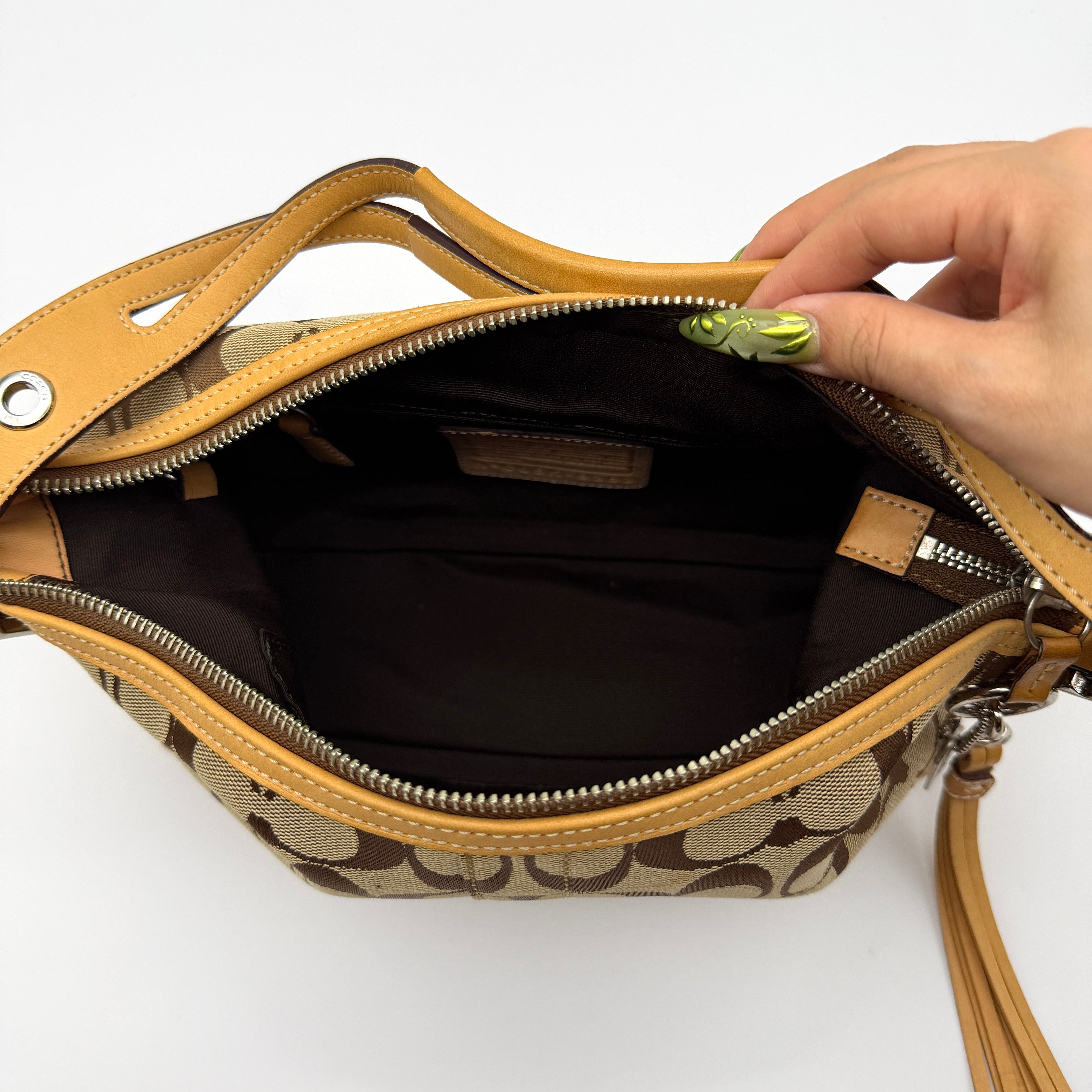 Coach Signature East West Shoulder Bag Beige