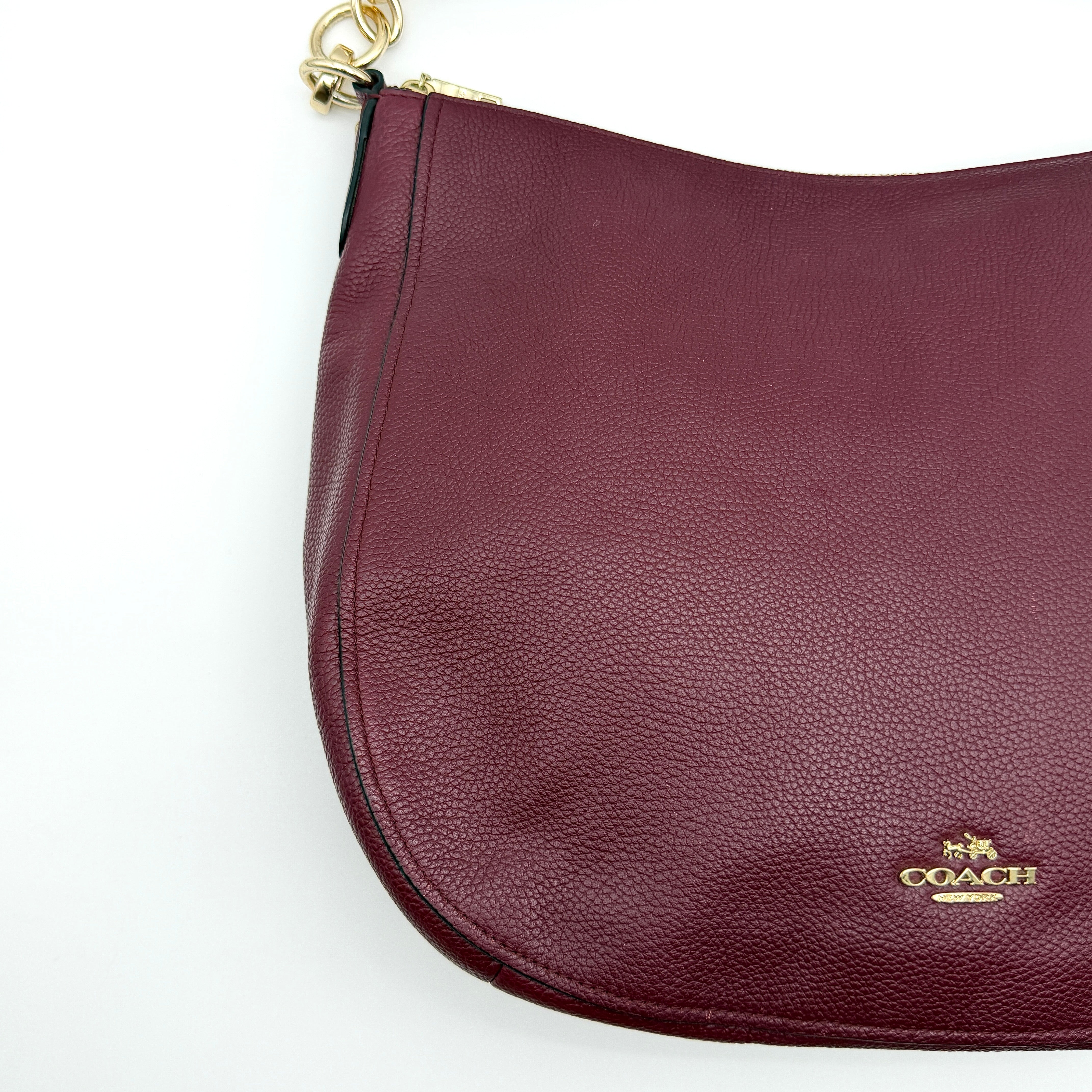 Coach 2Way Chelsea Hobo Leather Shoulder Bag Burgundy