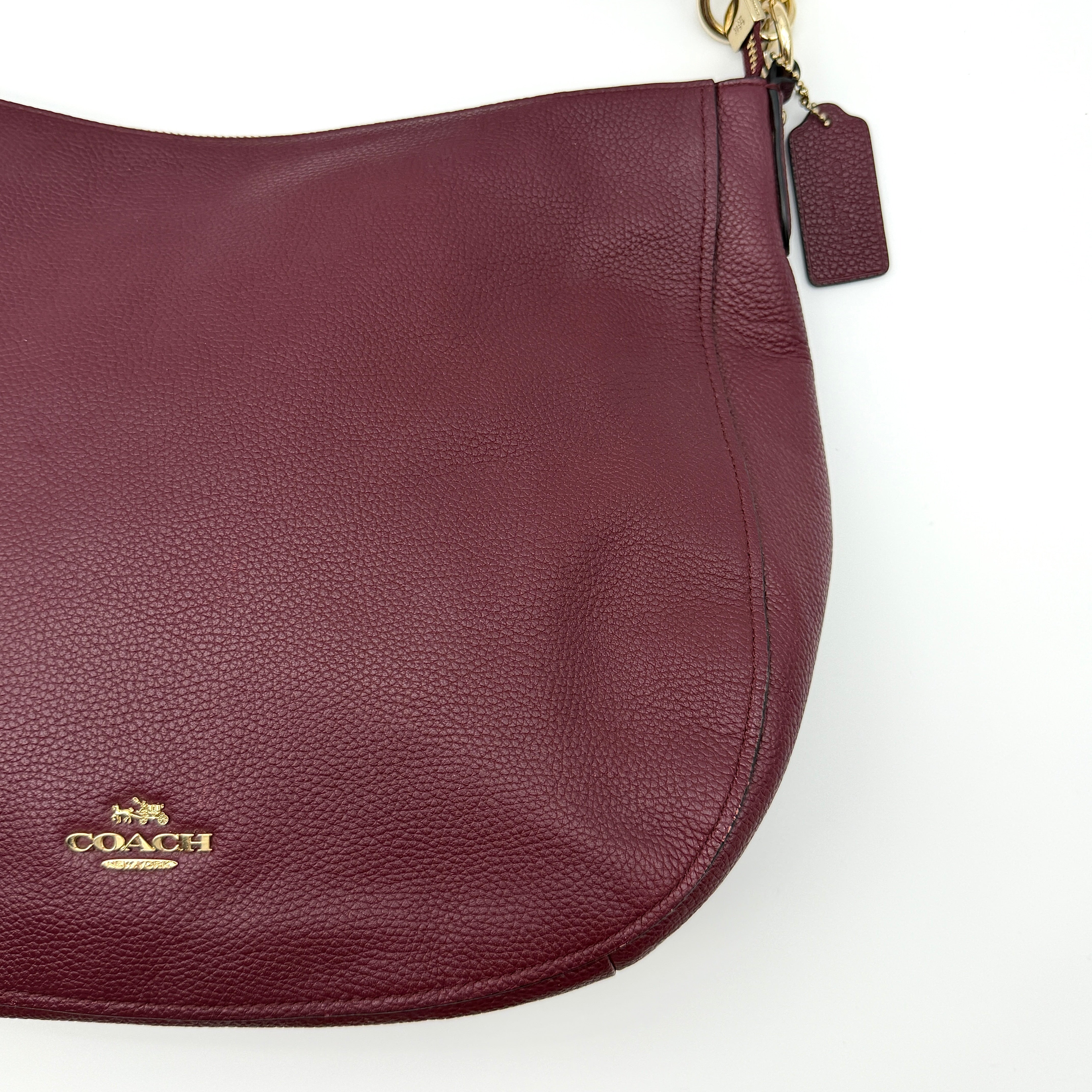 Coach 2Way Chelsea Hobo Leather Shoulder Bag Burgundy