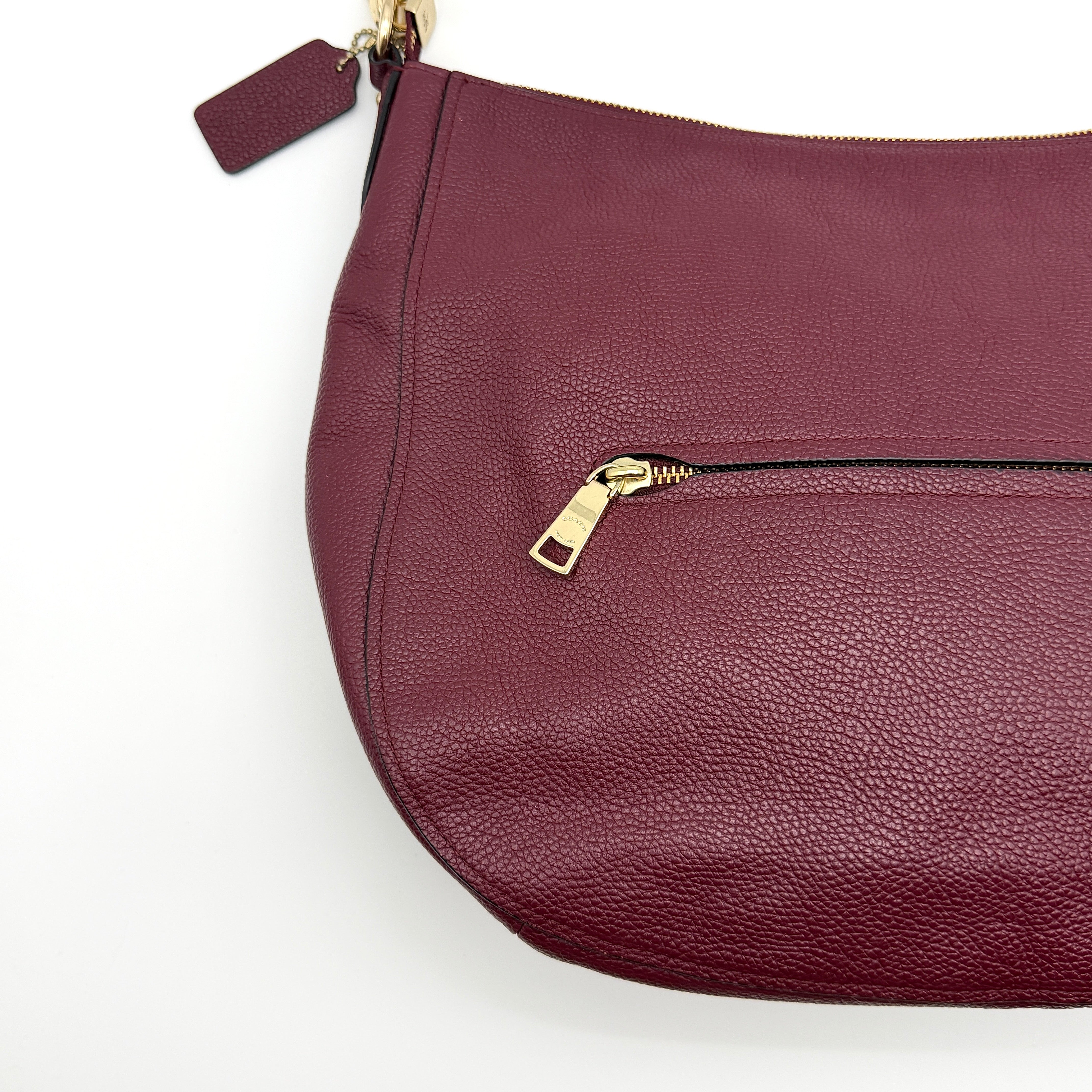 Coach 2Way Chelsea Hobo Leather Shoulder Bag Burgundy