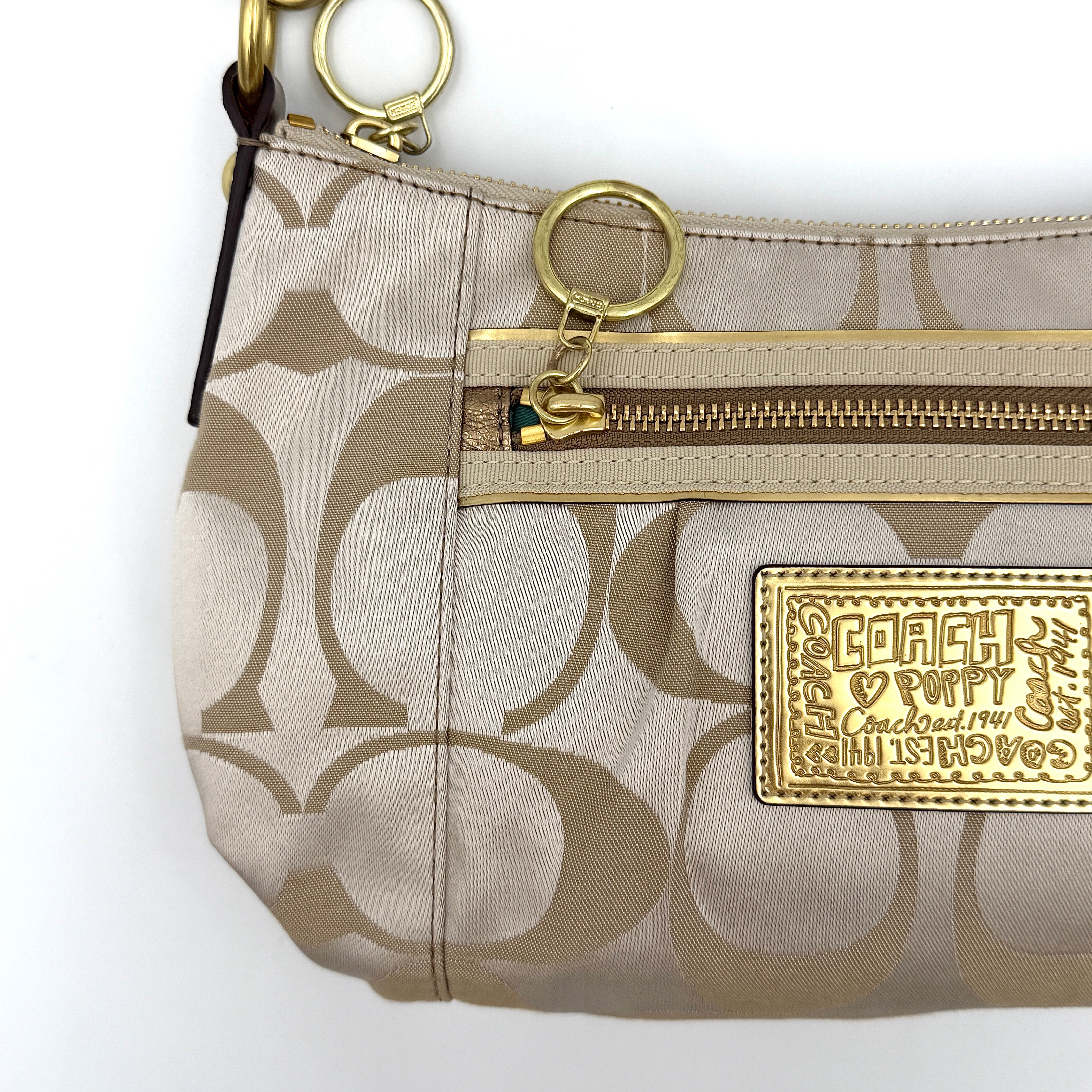 Coach 2Way Poppy Shoulder Bag Beige/Gold