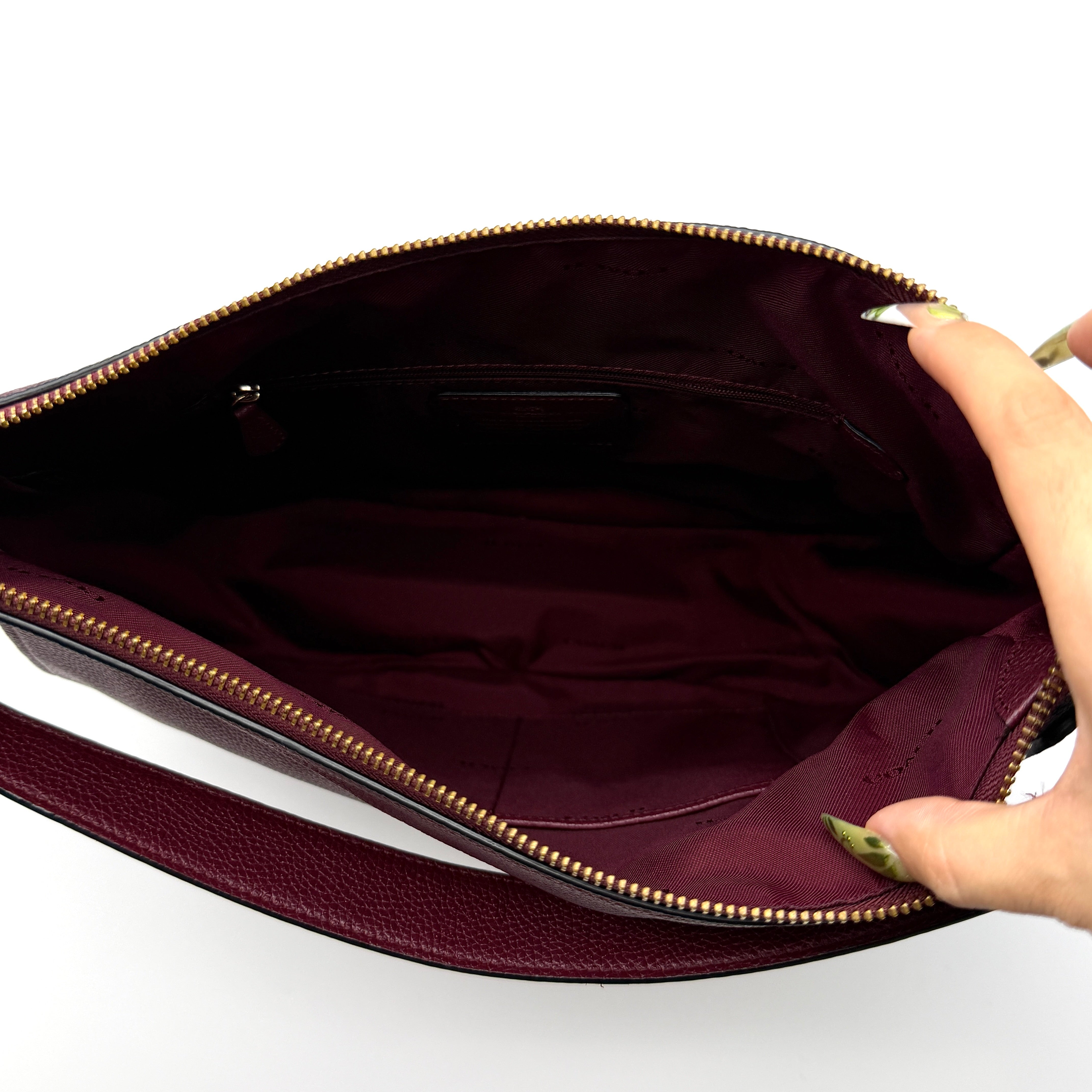 Coach 2Way Chelsea Hobo Leather Shoulder Bag Burgundy