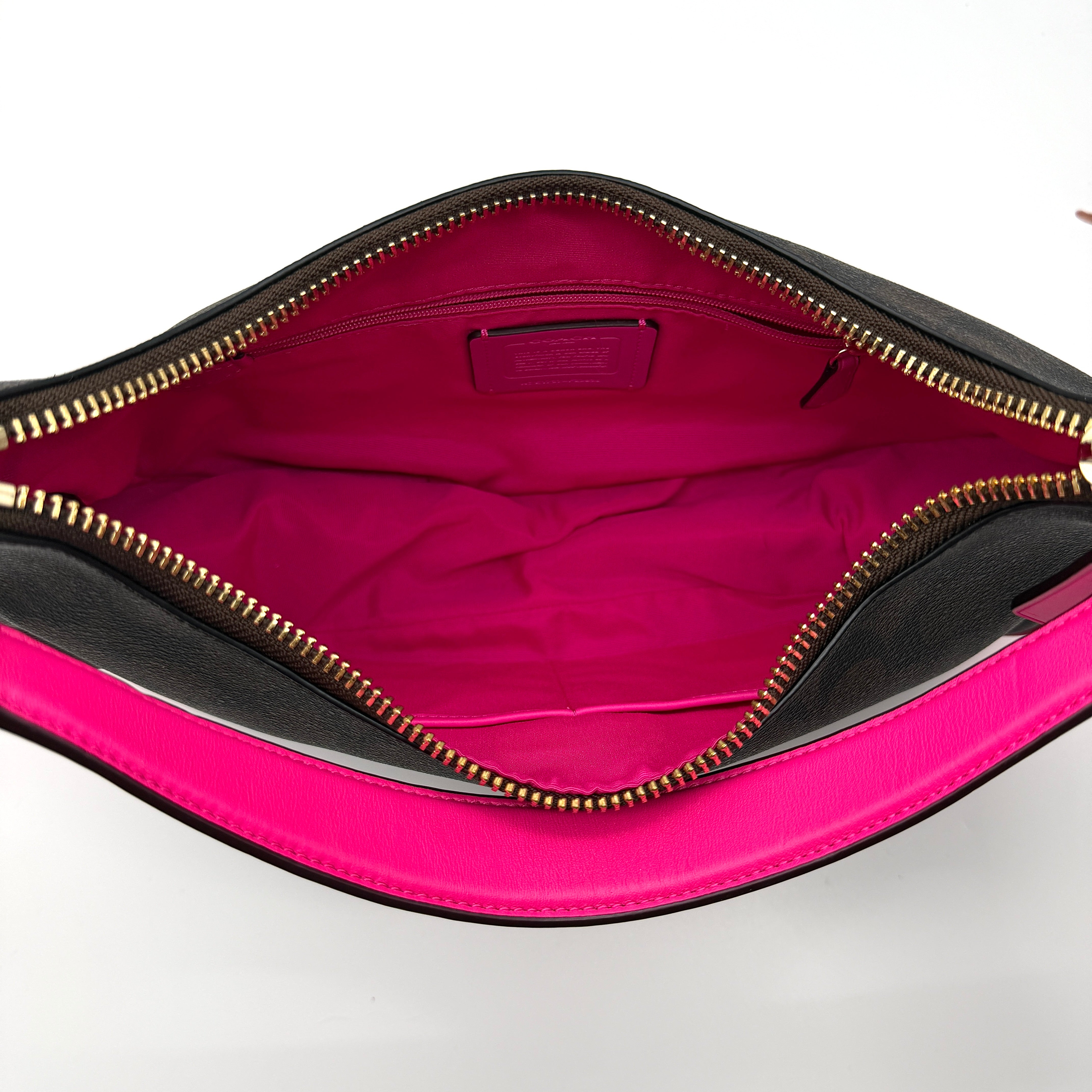 Coach 2Way Signature Hobo Canvas Shoulder Bag Brown/Pink