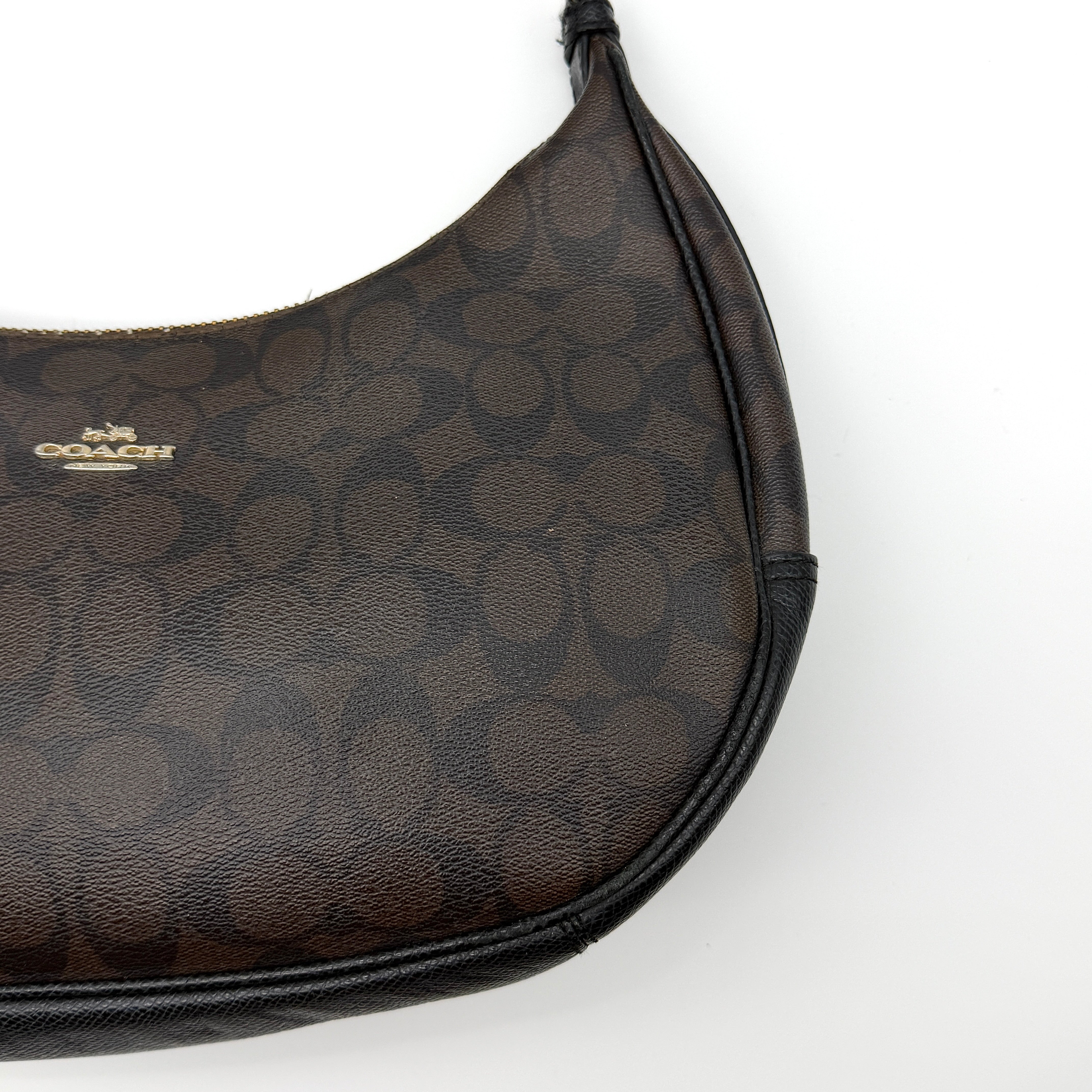 Coach Signature Hobo PVC Shoulder Bag Brown