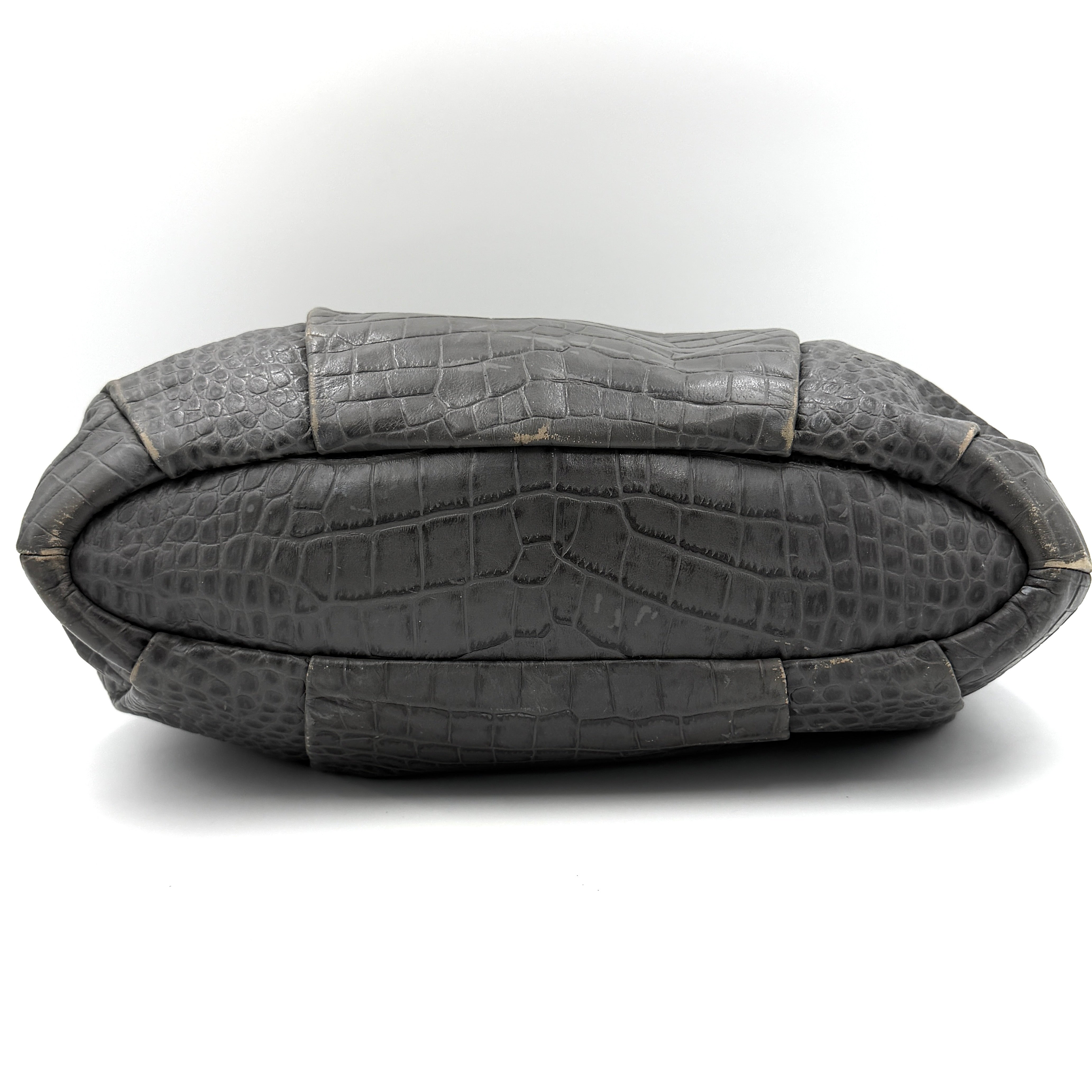 Coach 2Way Madison Lindsey Crocodile Embossed Satchel Bag Grey