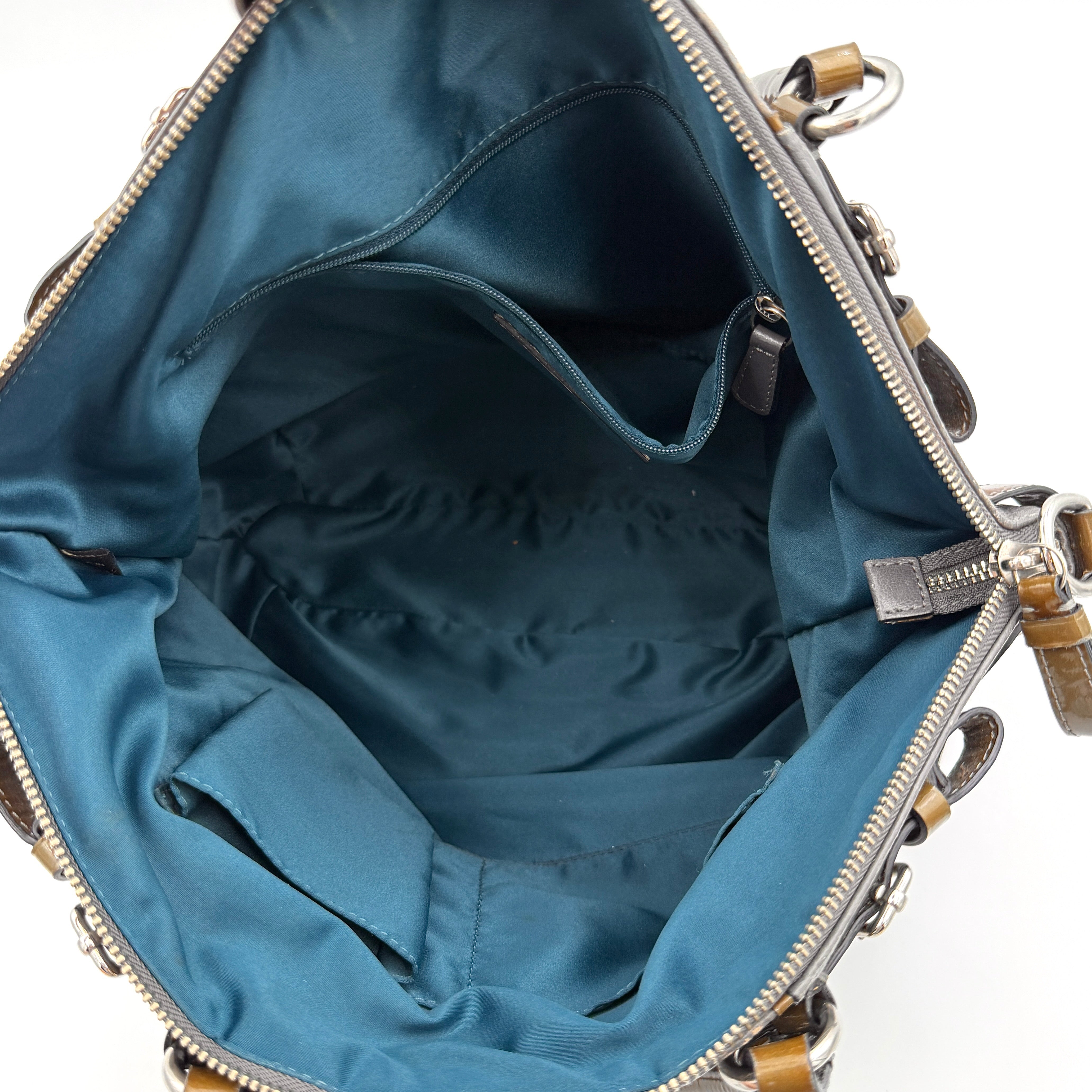 Coach 2Way Madison Lindsey Crocodile Embossed Satchel Bag Grey