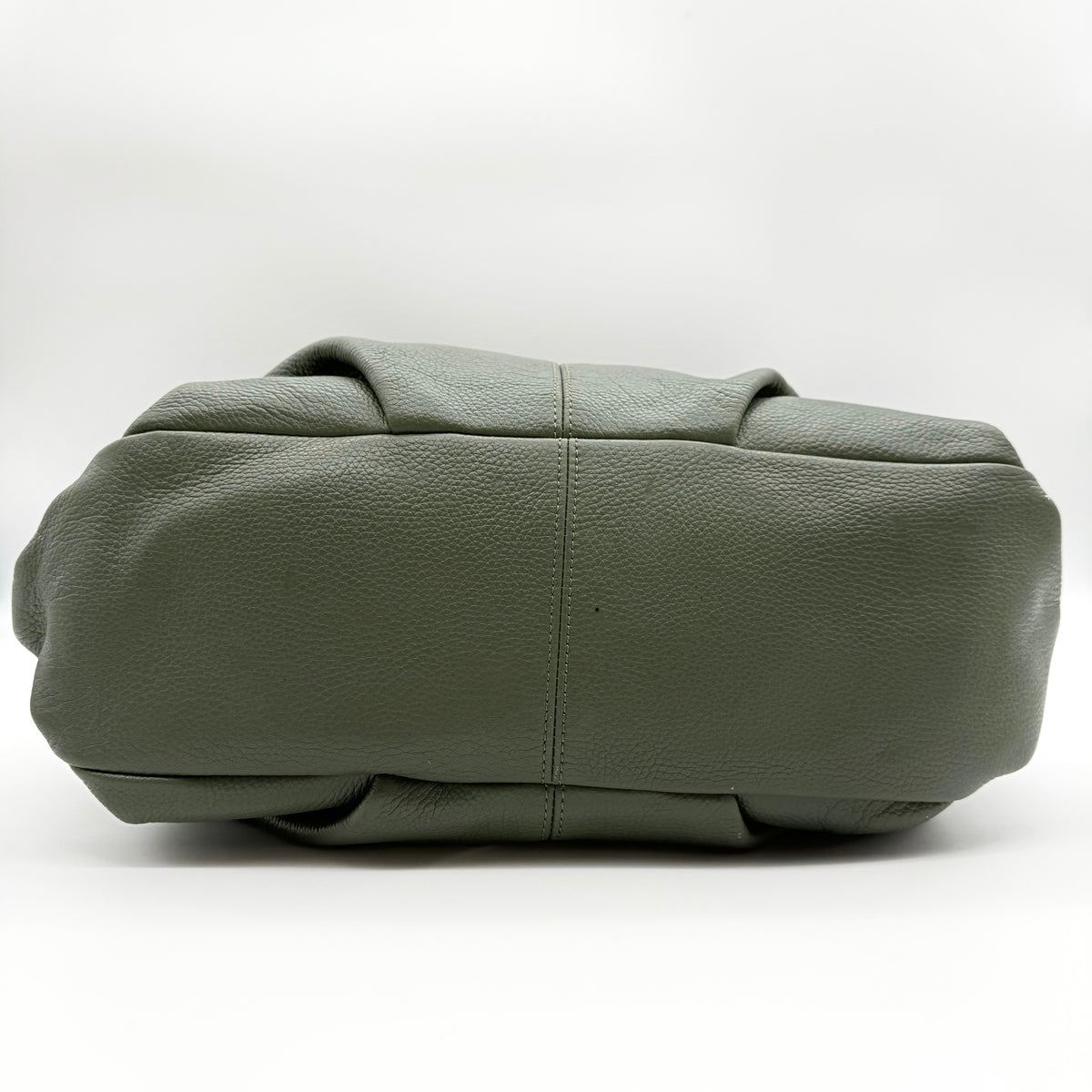 Coach Brooke Large Hobo Shoulder Bag in olive green pebbled leather with brass hardware, shown on a white background.