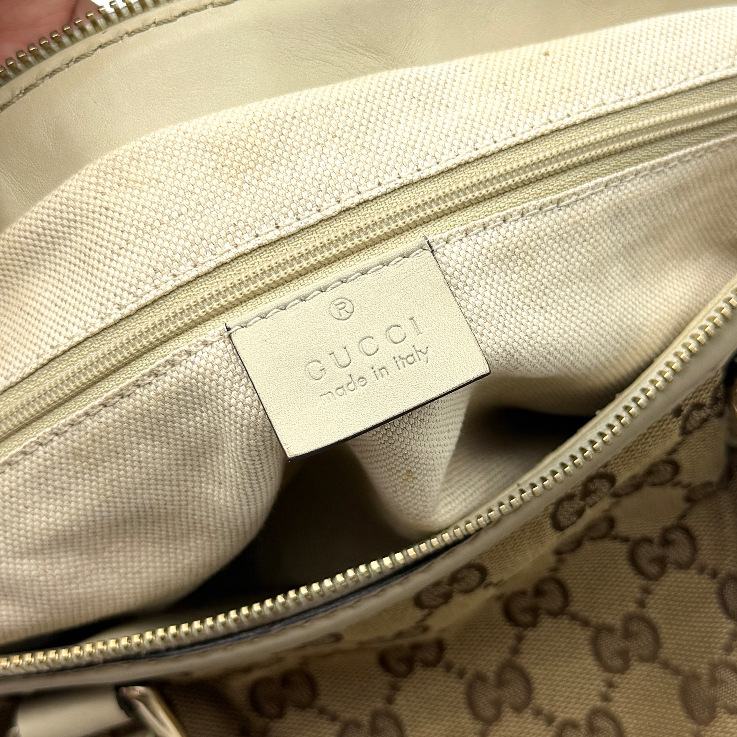 Gucci 2Way GG Monogram Sukey Shoulder Bag Beige/White