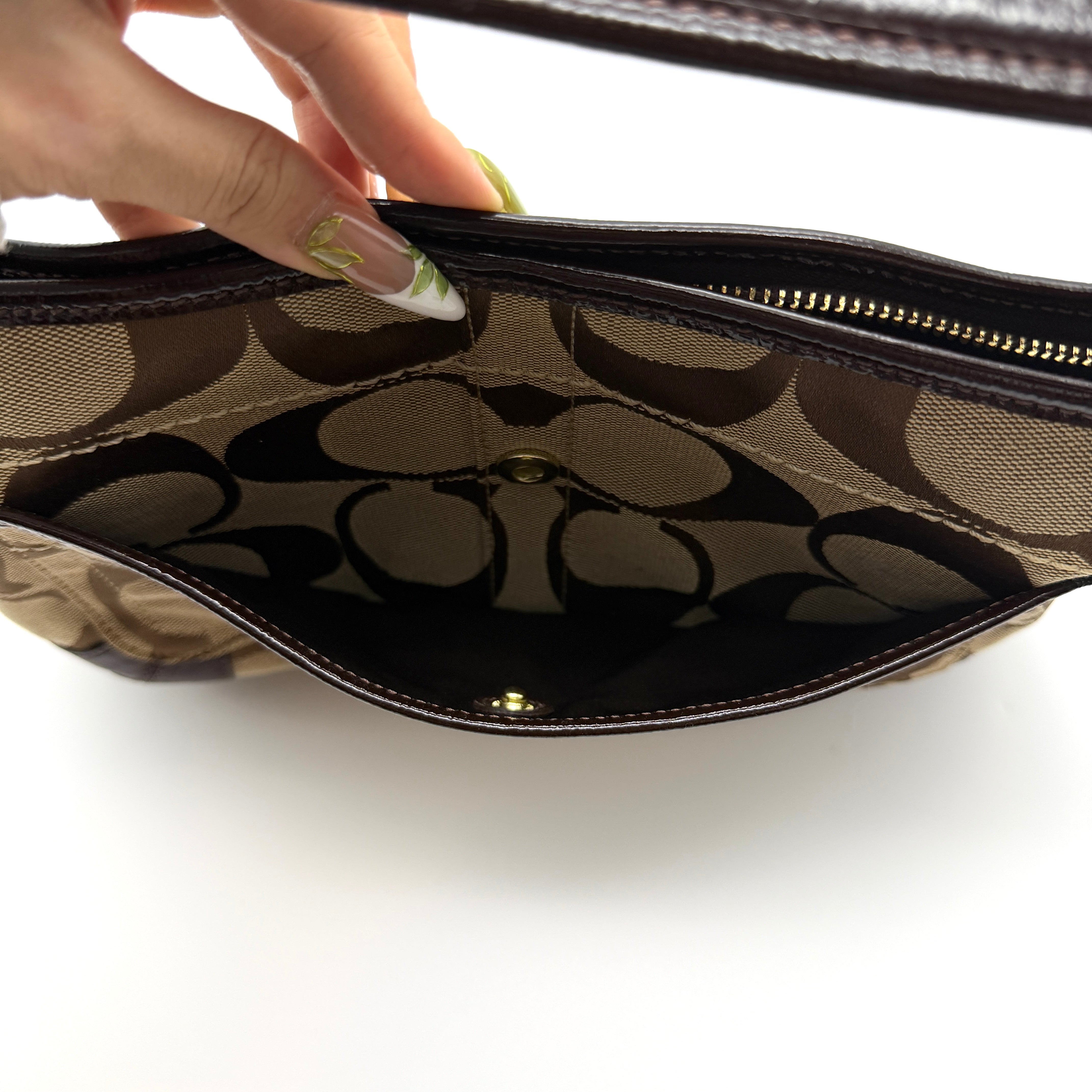 Coach Signature Ergo Shoulder Bag Beige/Brown