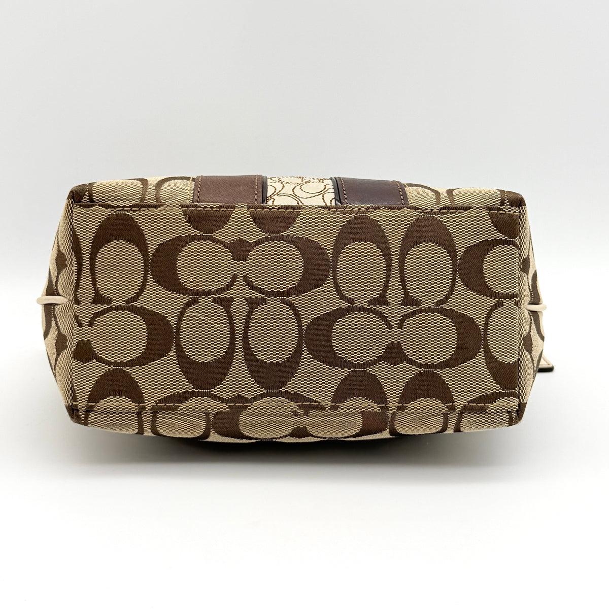 Coach Signature Stripe Mini Hobo Shoulder Bag Beige/Brown