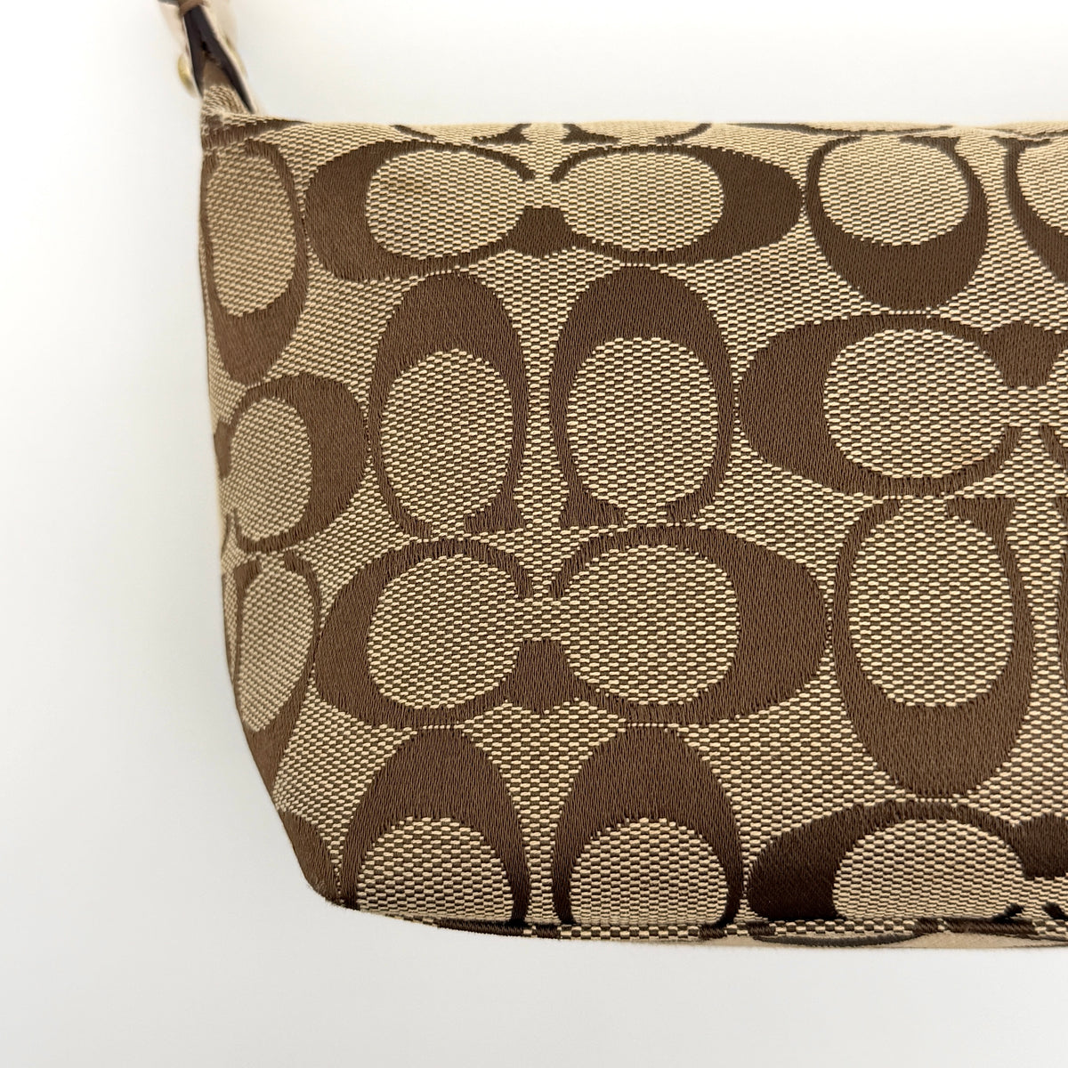 Coach Signature Stripe Mini Hobo Shoulder Bag Beige/Brown