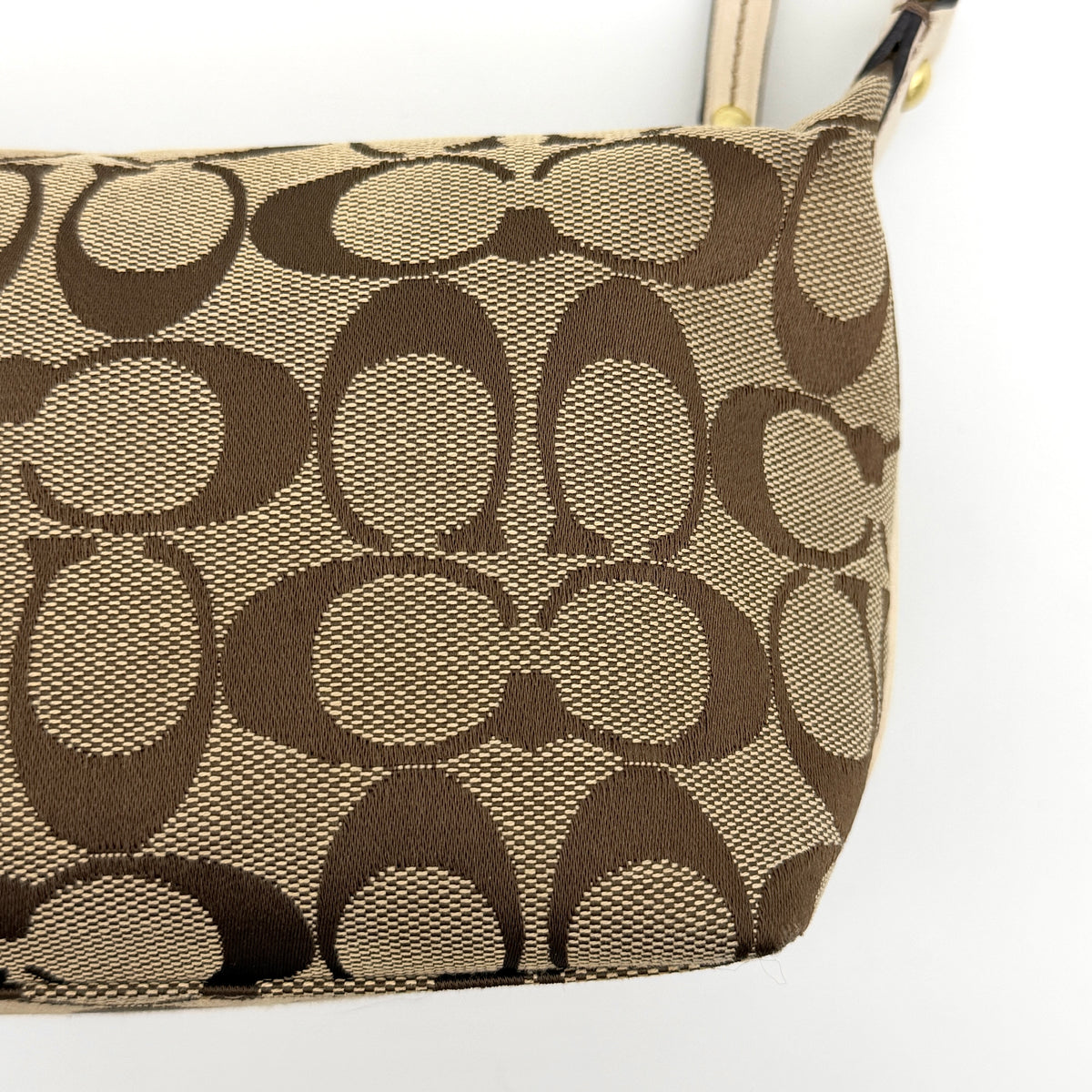 Coach Signature Stripe Mini Hobo Shoulder Bag Beige/Brown
