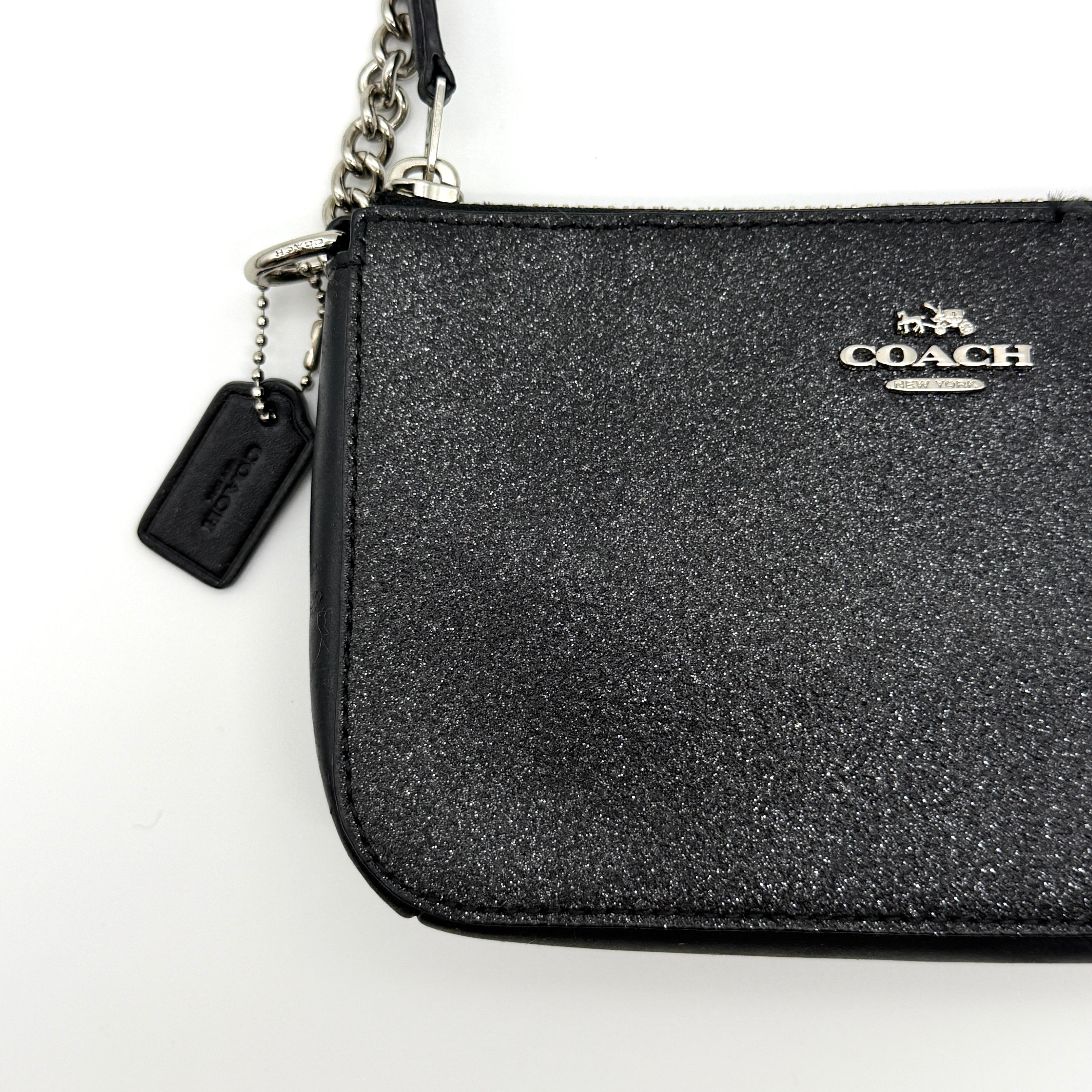 Coach Pebble Glitter Nolita 19 Shoulder Bag Black