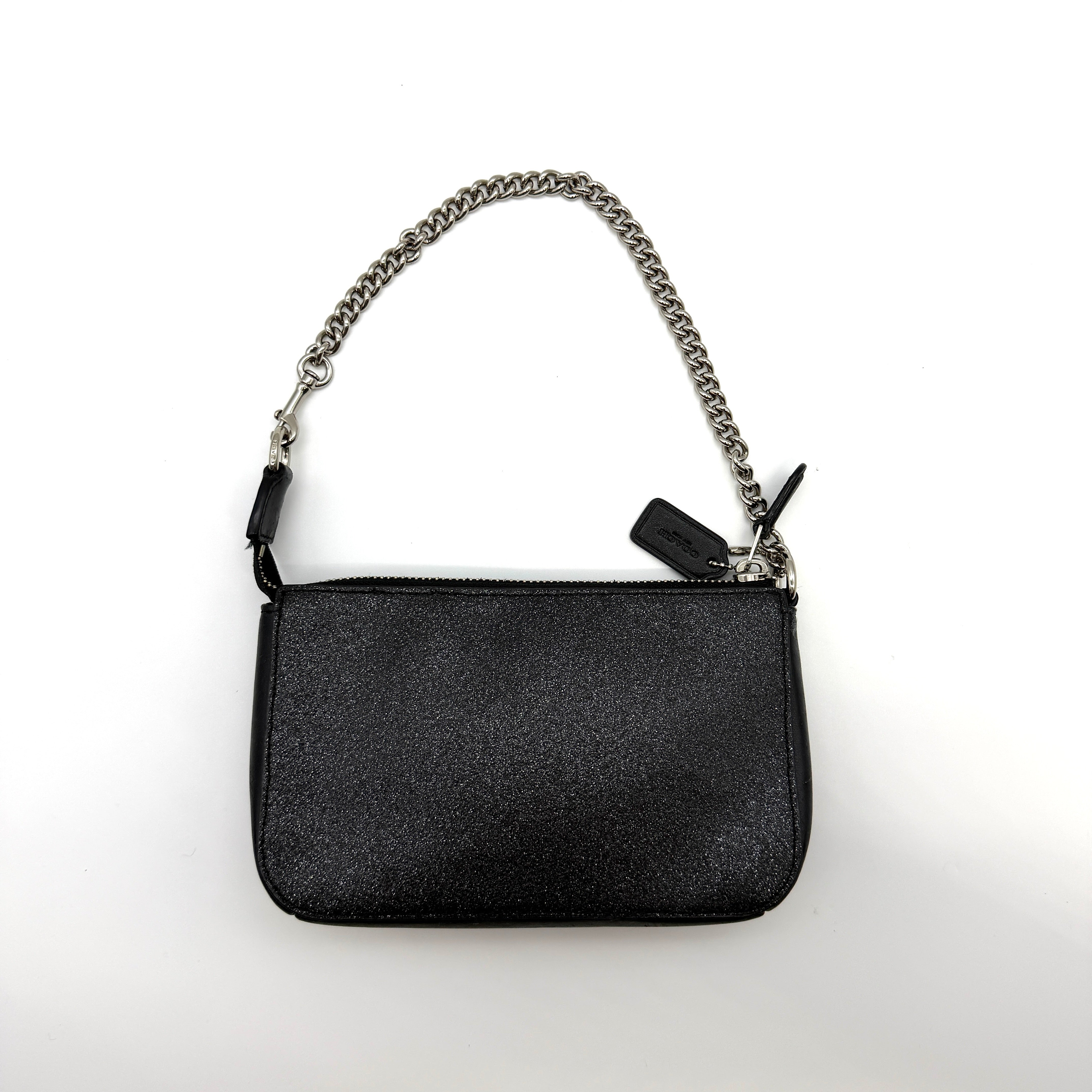 Coach Pebble Glitter Nolita 19 Shoulder Bag Black