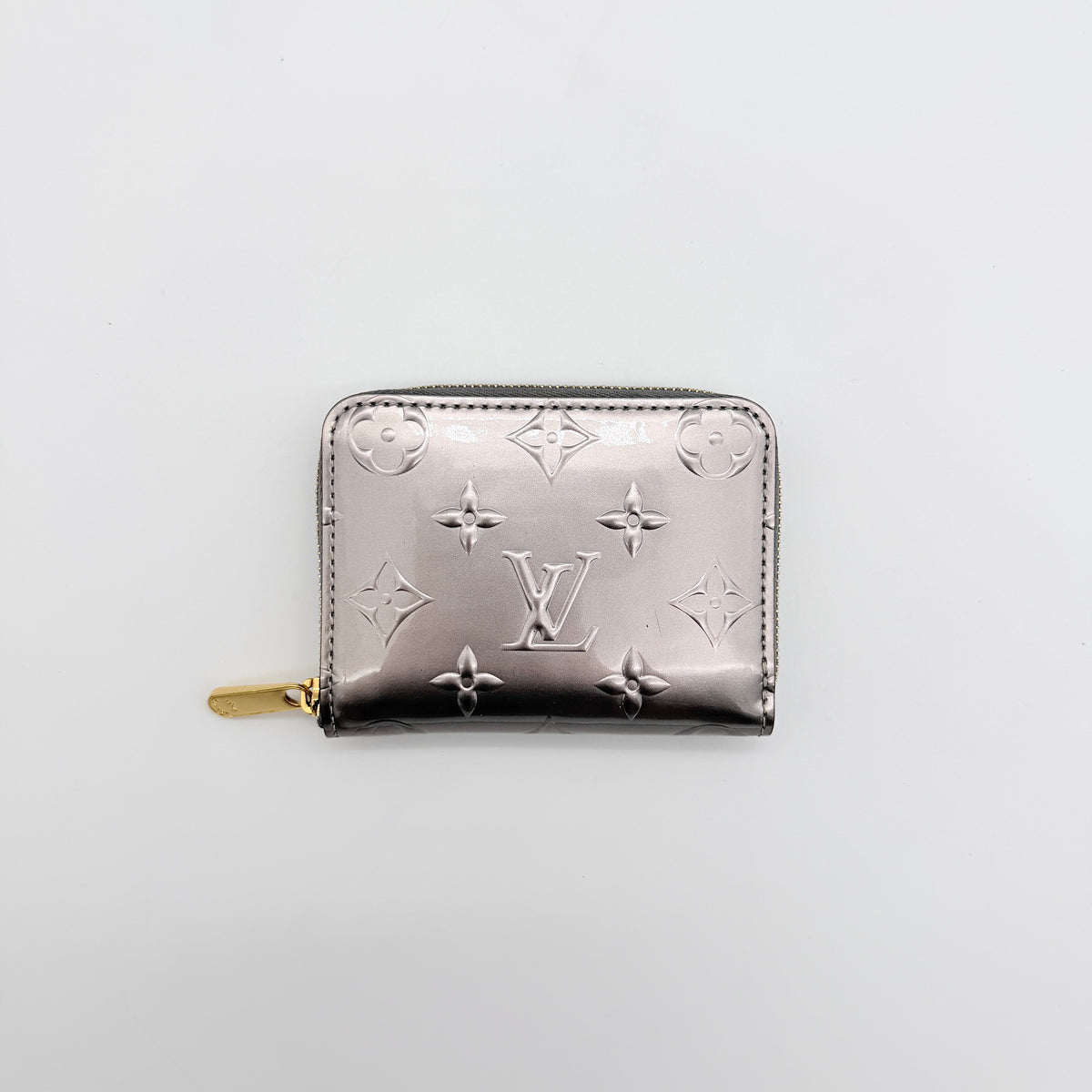 Louis Vuitton Monogram Vernis Zip-Around Wallet Metallic Silver