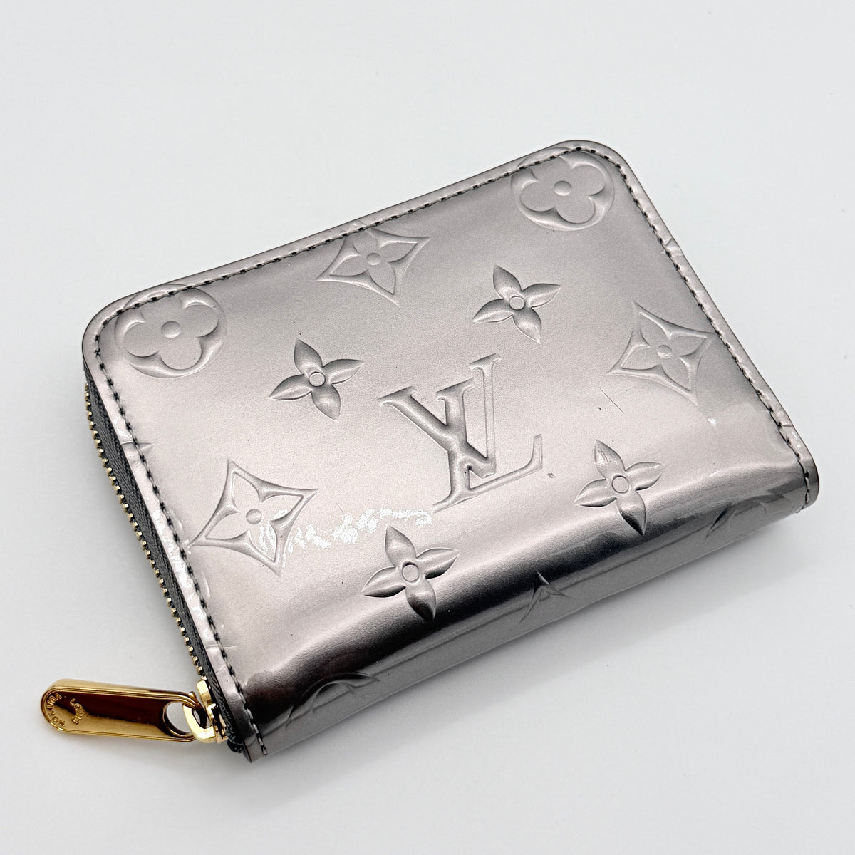 Louis Vuitton Monogram Vernis Zip-Around Wallet Metallic Silver