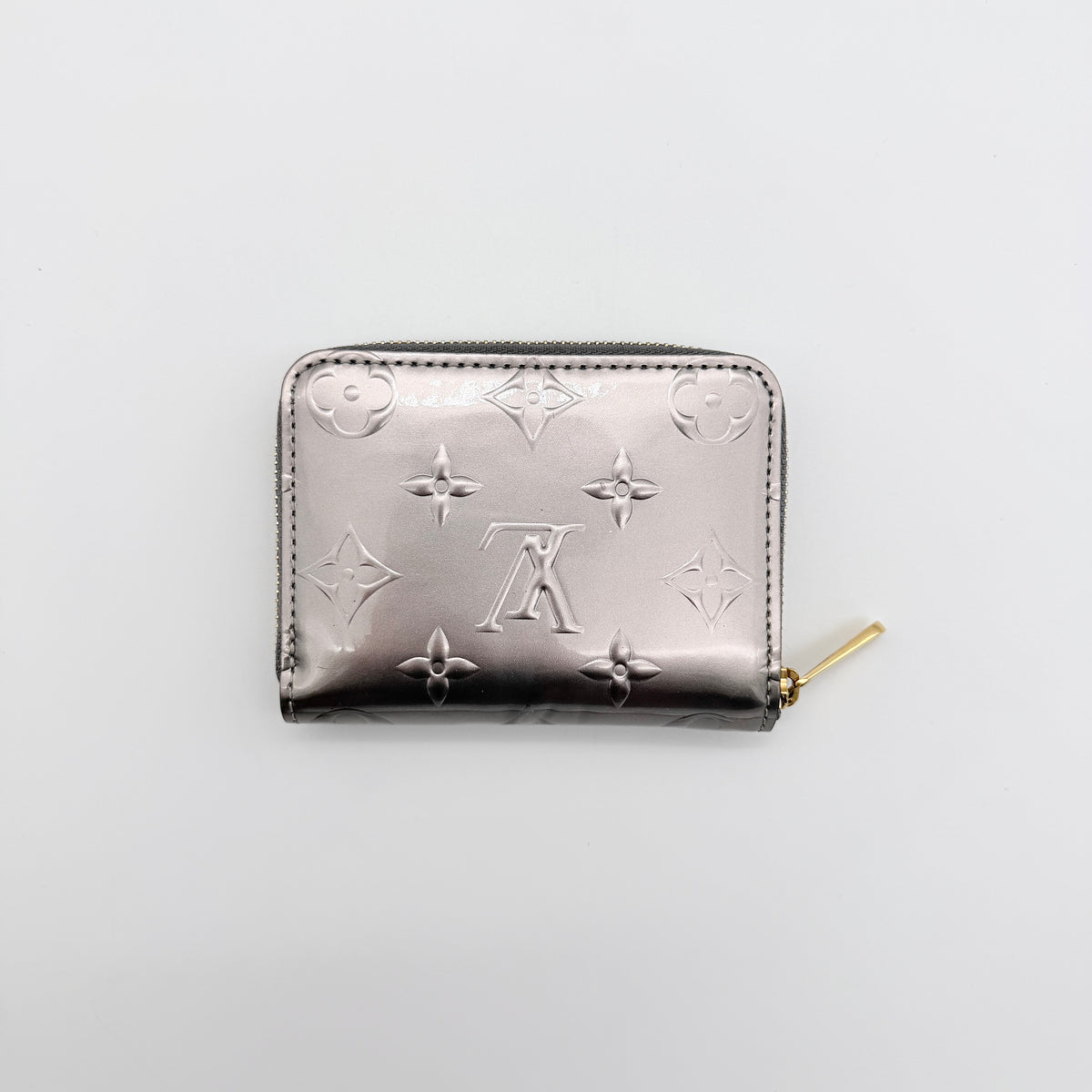 Louis Vuitton Monogram Vernis Zip-Around Wallet Metallic Silver
