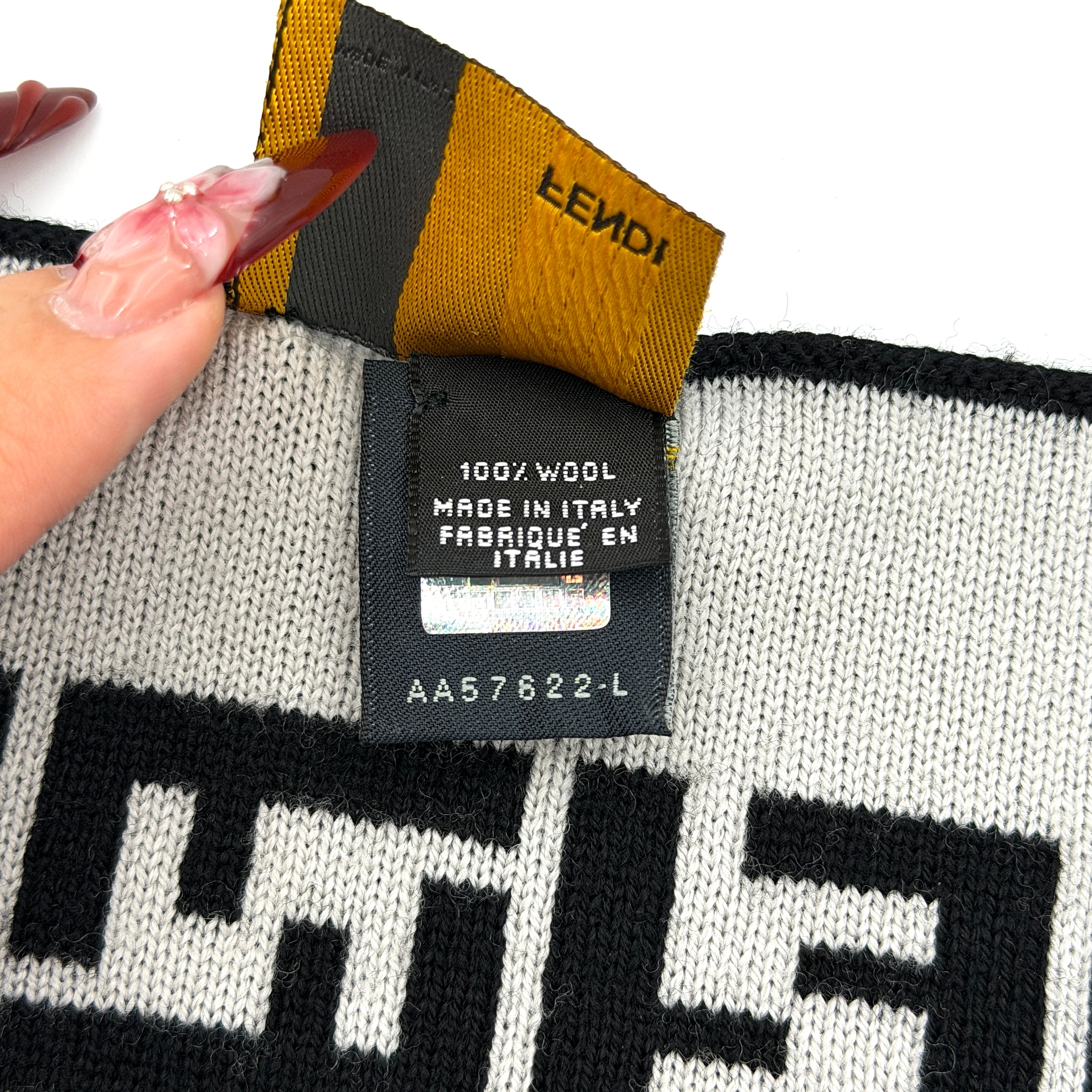 Fendi FF Zucca Gradient Wool Scarf Black/Grey