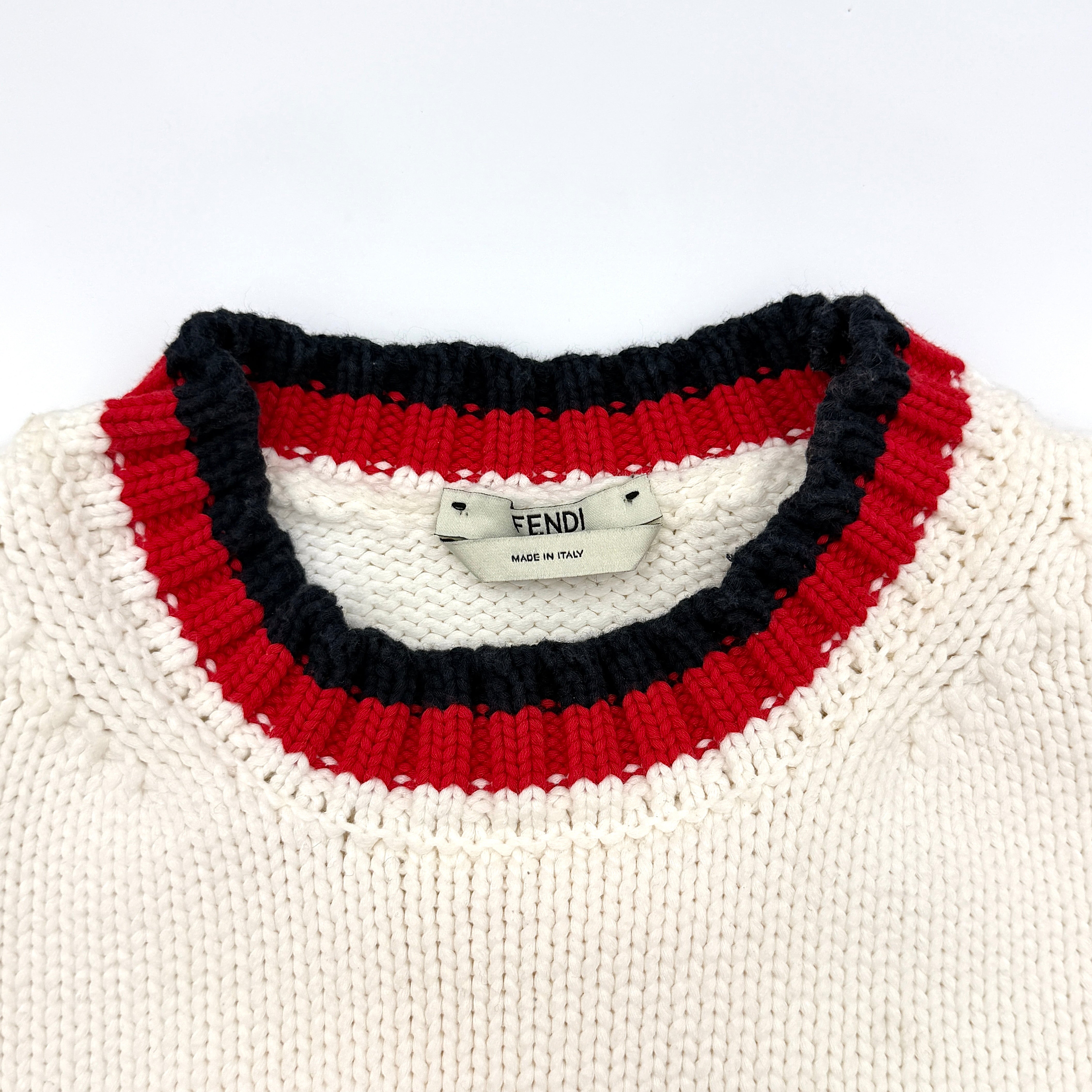 (36) Fendi x Fila Logo Knitsweater White/Red