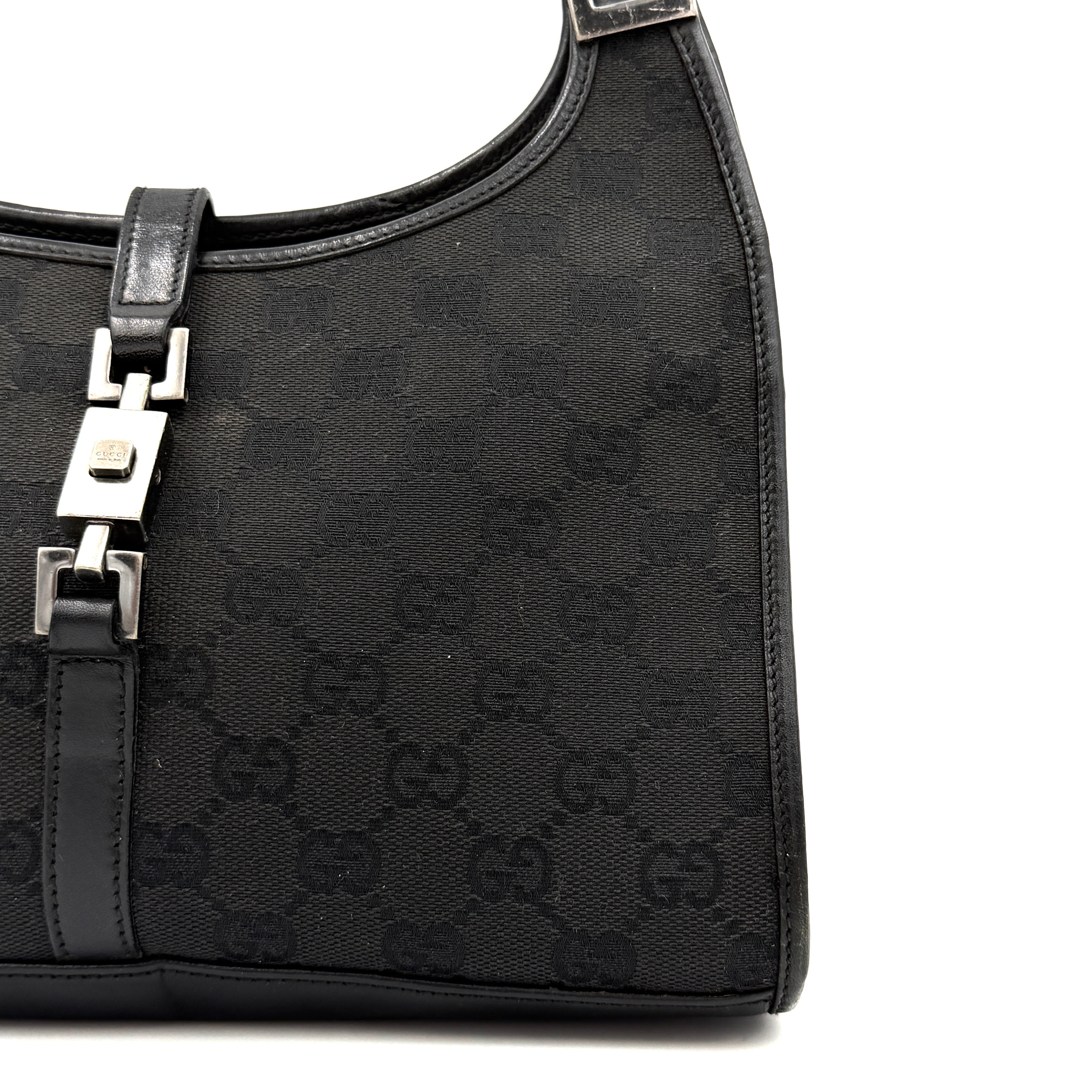 Gucci GG Monogram Jackie Shoulder Bag Black
