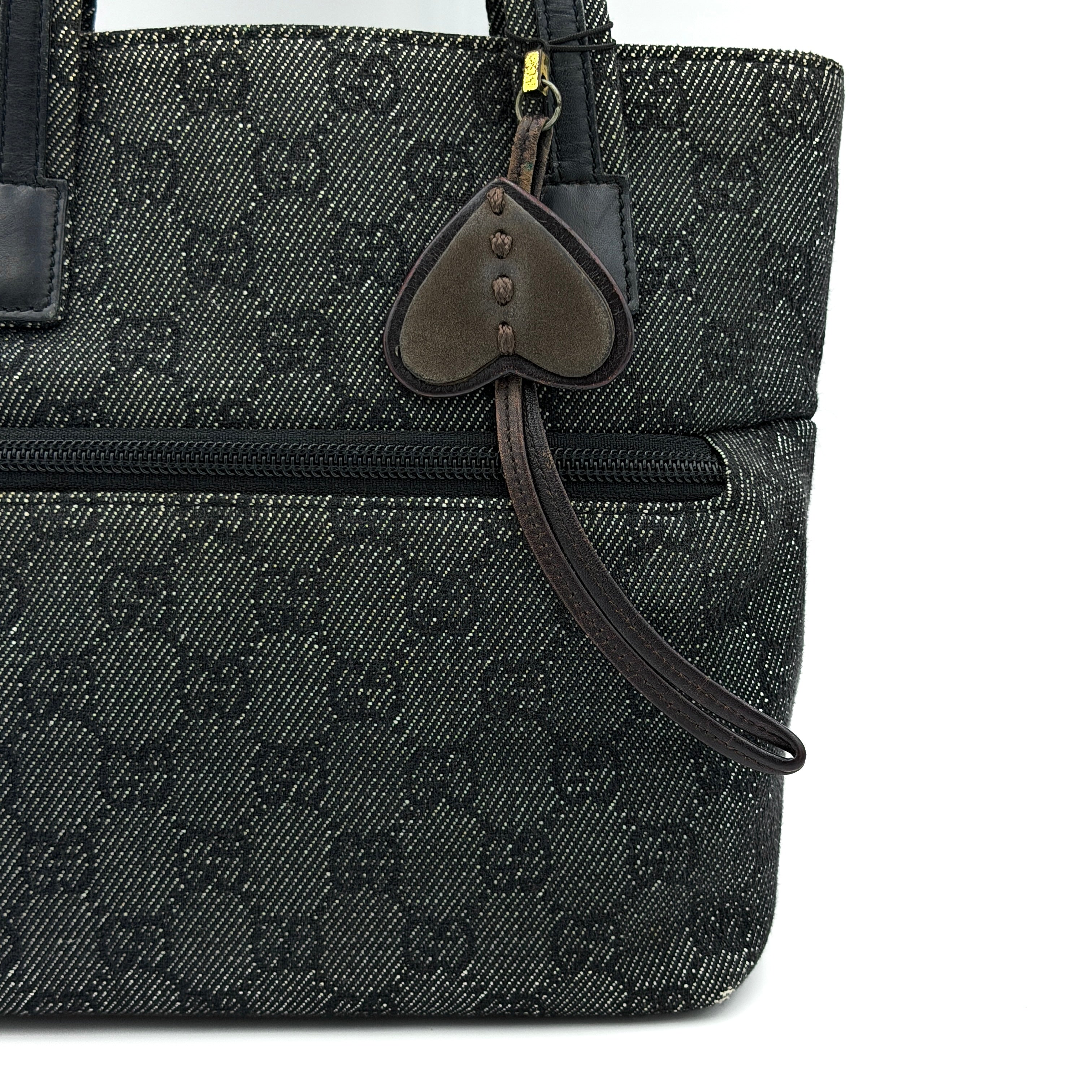 Gucci GG Monogram Heart Mini Tote Bag Black