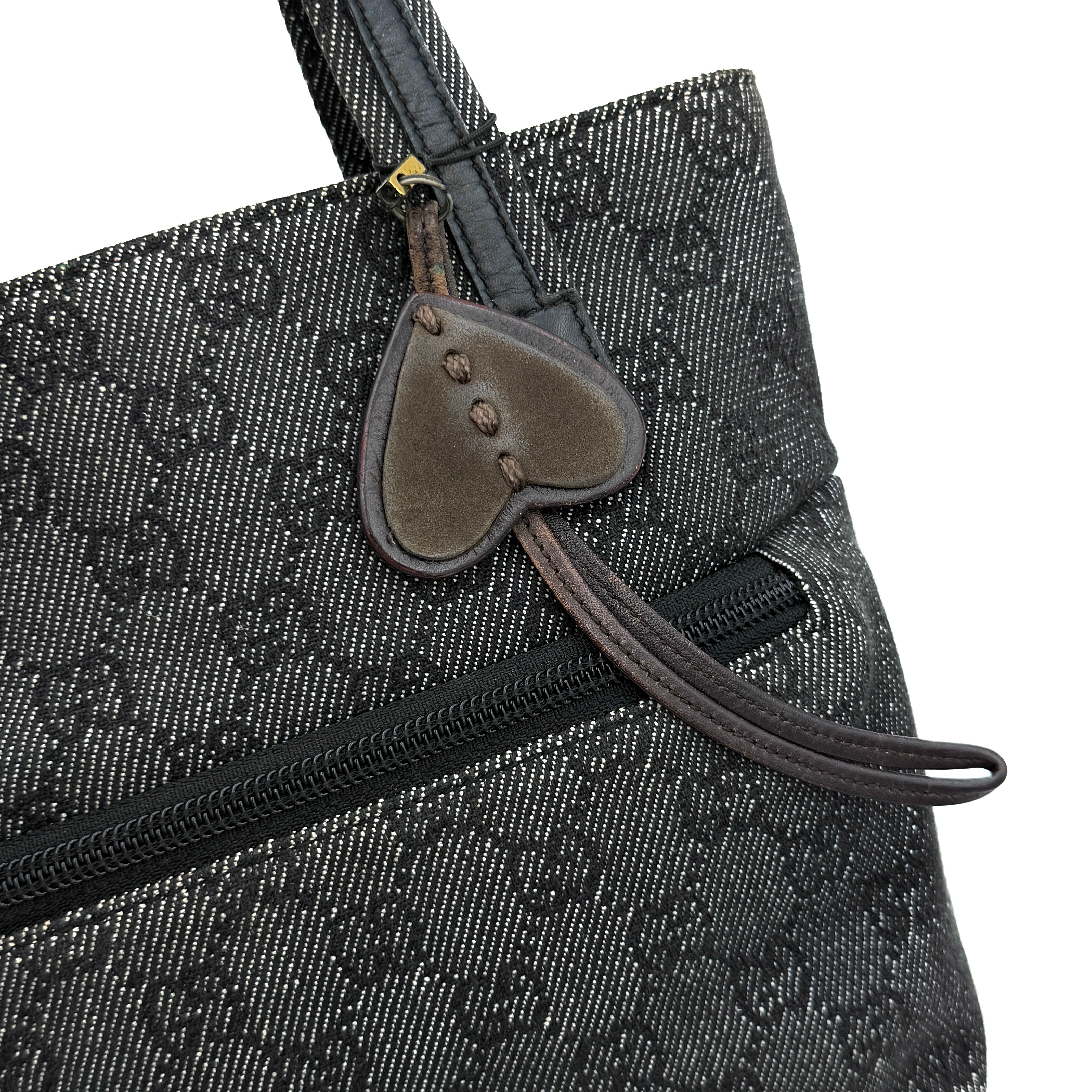 Gucci GG Monogram Heart Mini Tote Bag Black