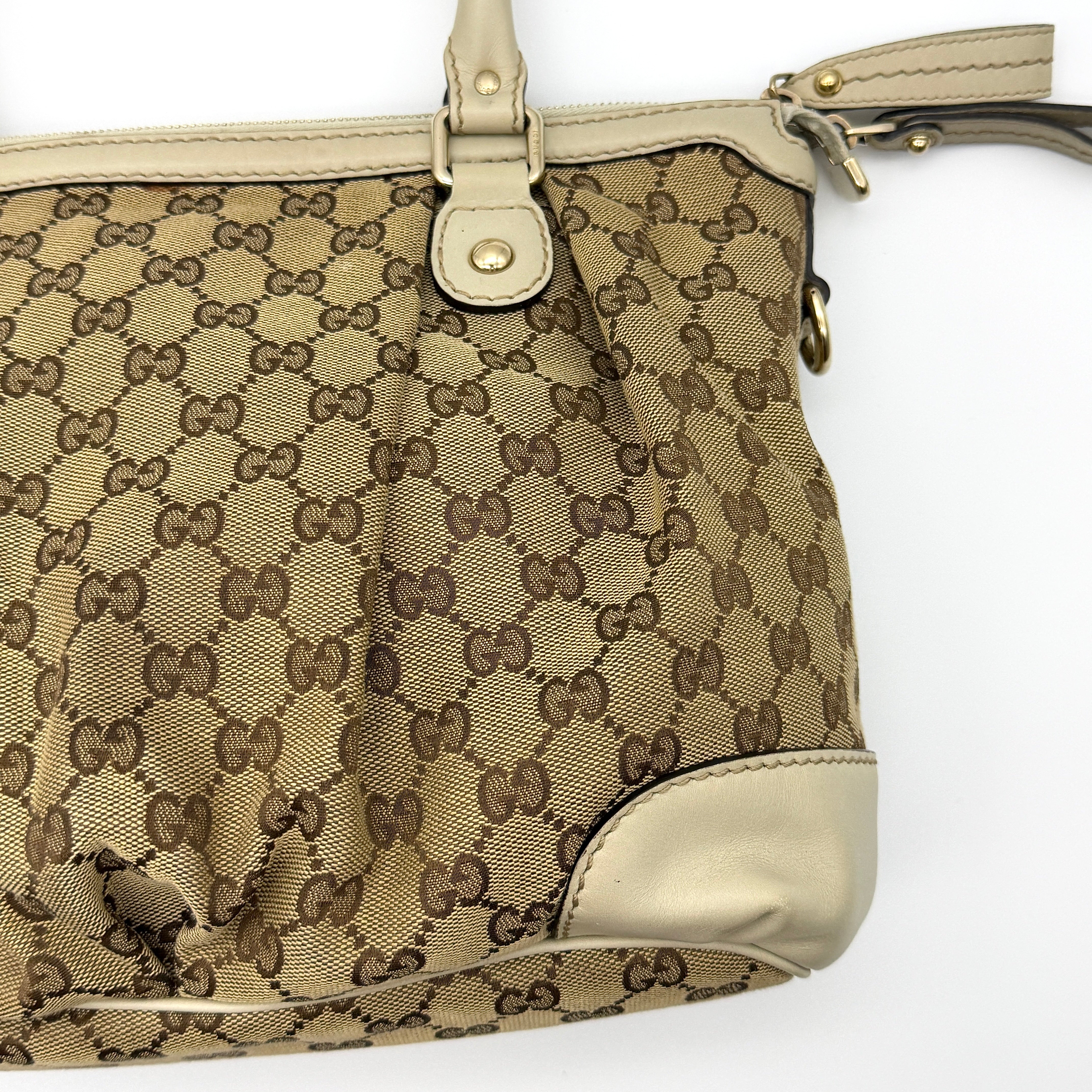 Gucci 2Way GG Monogram Sukey Shoulder Bag Beige/White