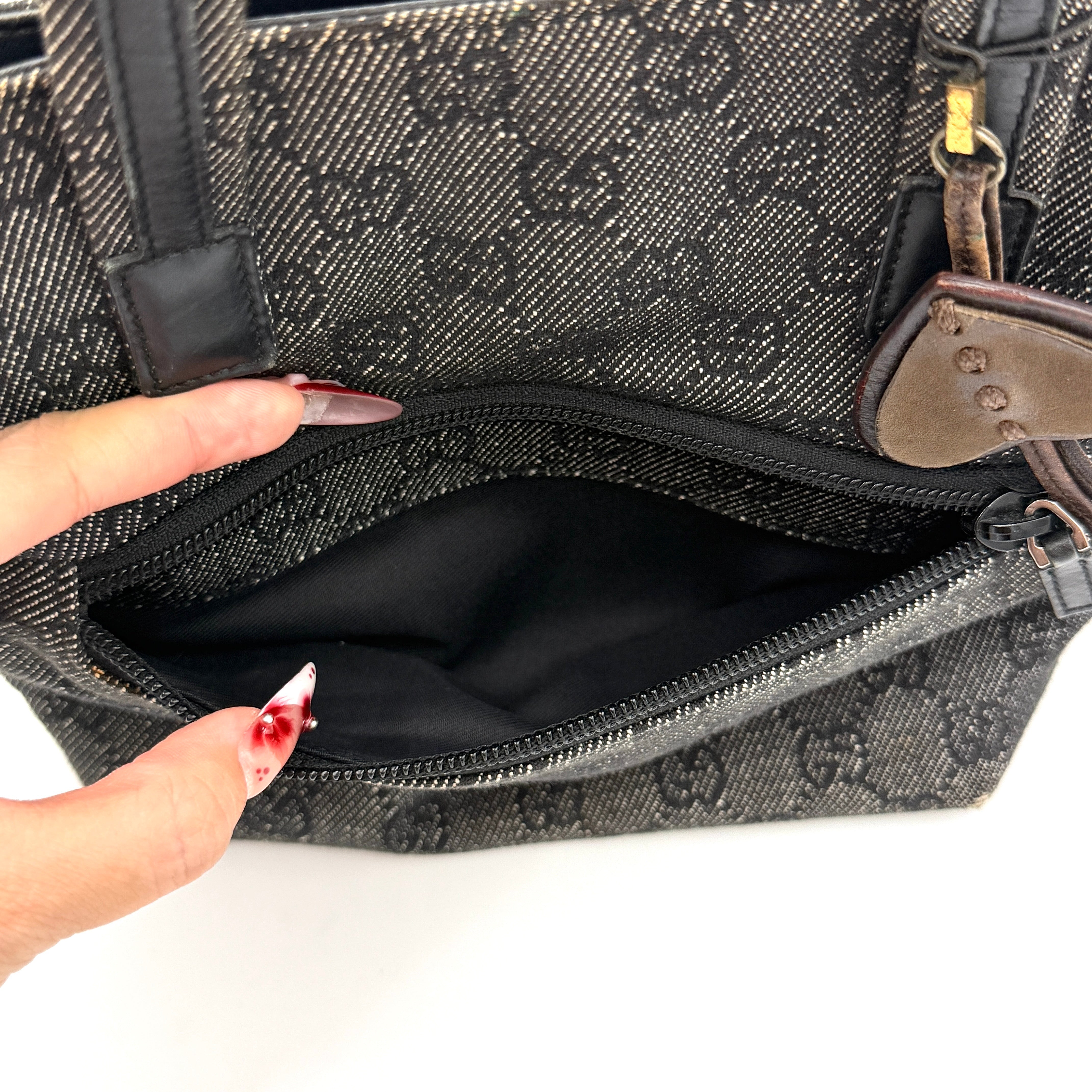 Gucci GG Monogram Heart Mini Tote Bag Black