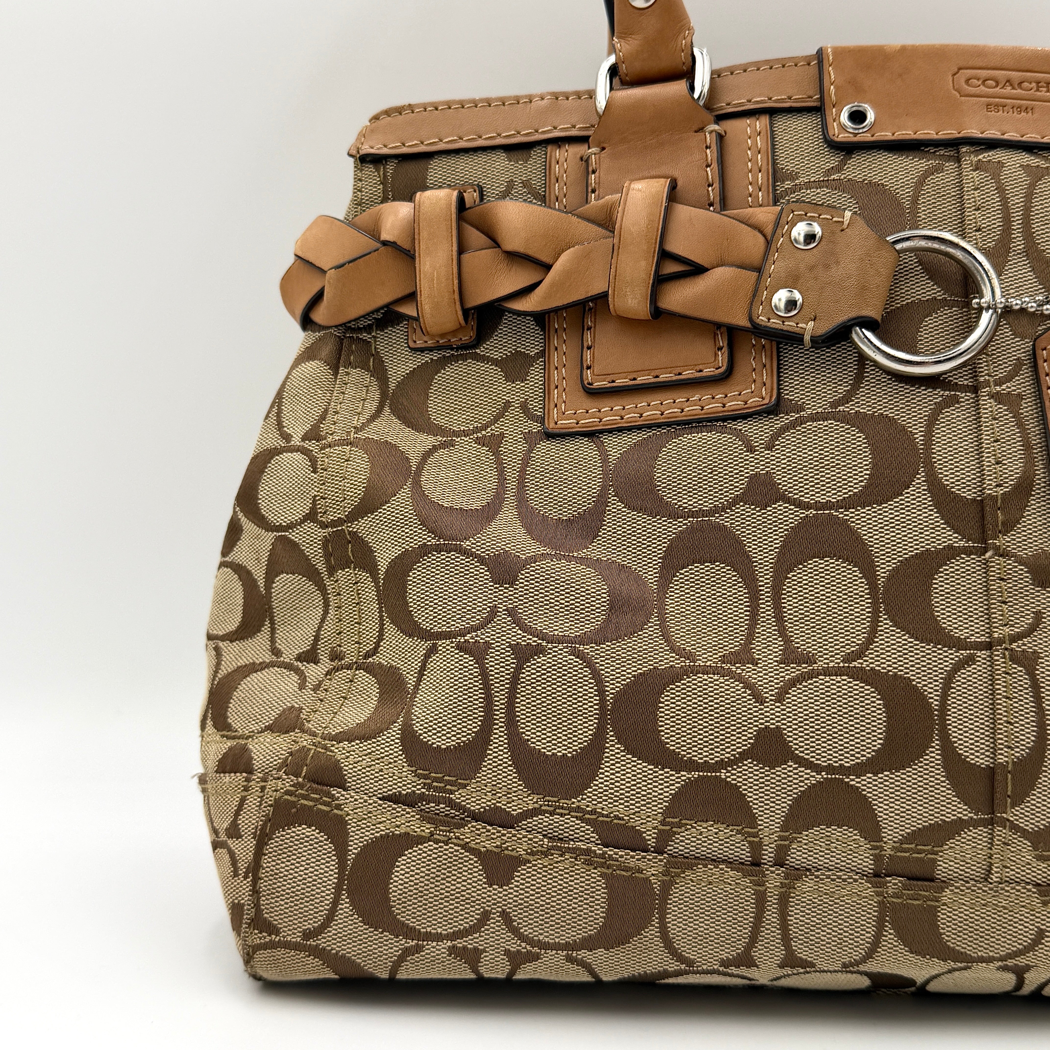 Coach Signature Hampton Carryall Shoulder Bag Beige/Tan
