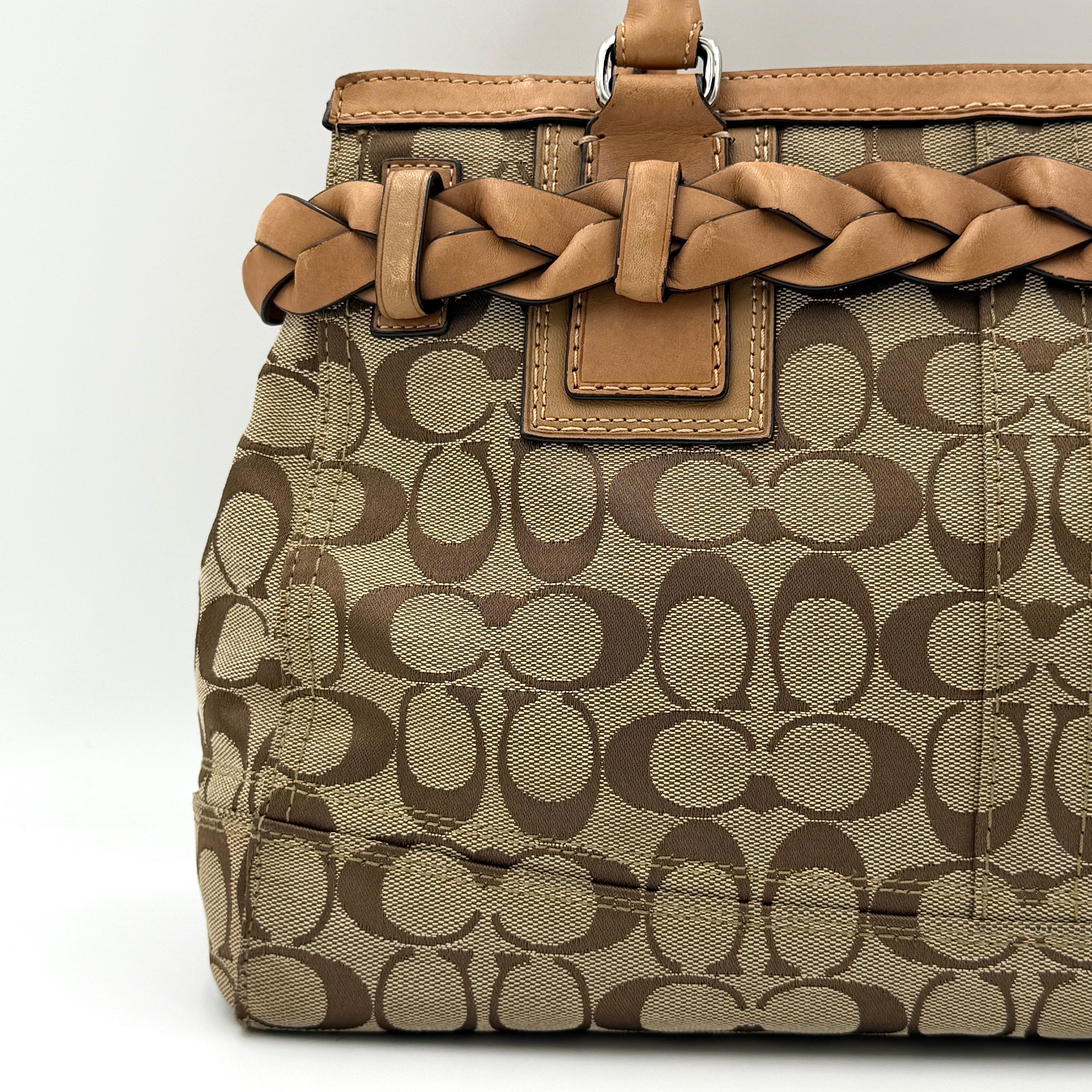 Coach Signature Hampton Carryall Shoulder Bag Beige/Tan