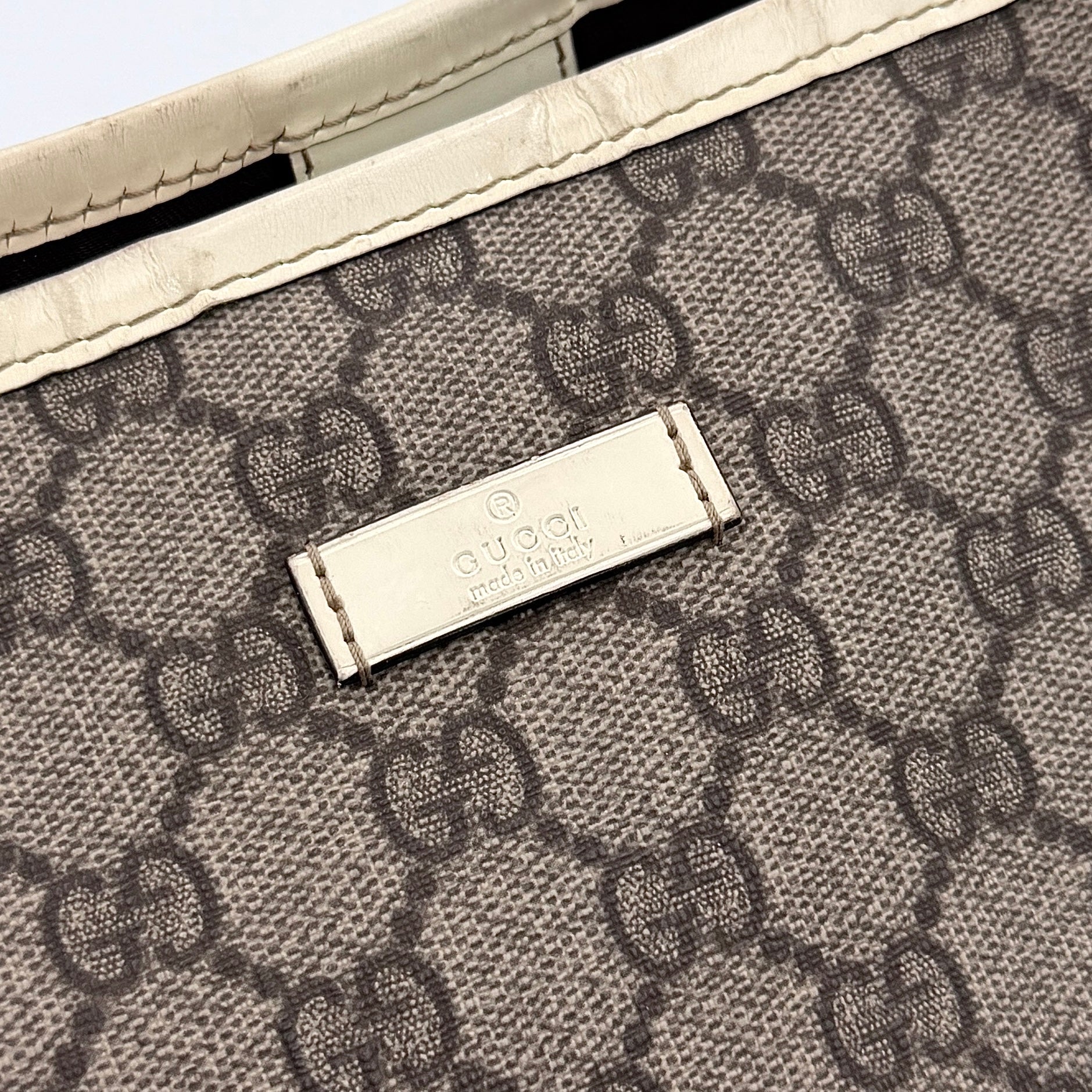 Gucci GG Monogram Supreme PVC Tote Bag Beige/Gold